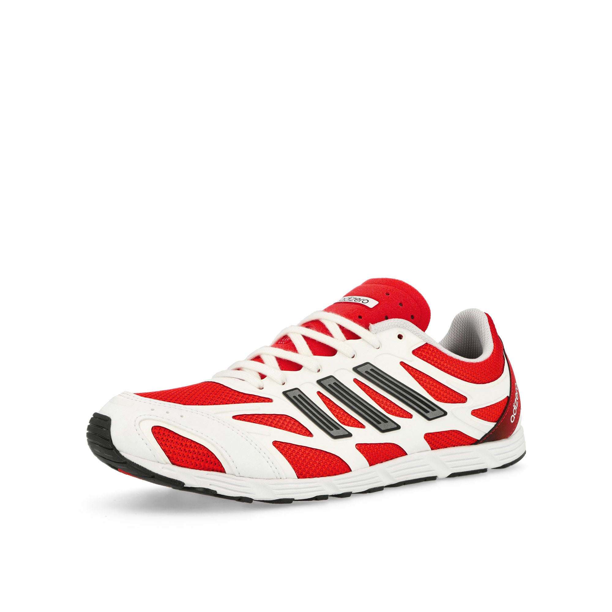 adidas Adizero PR Footwear White / Pure Ruby / Core Black Low Top Sneakers Close Up | Overkill