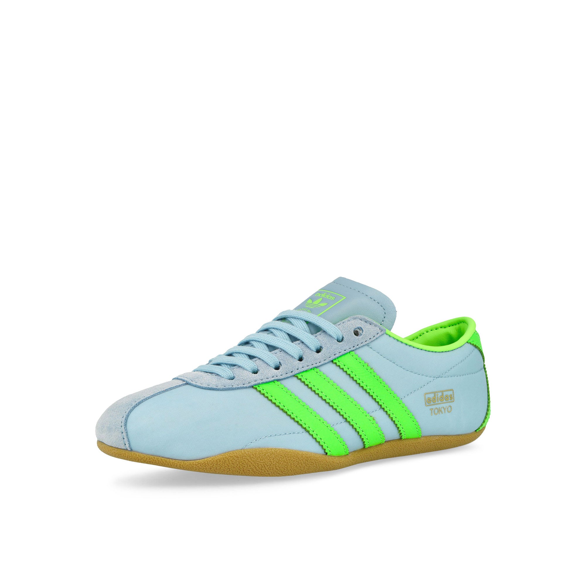 adidas Tokyo W Clear Sky / Solar Green / Gum 3 Low Top Sneakers Close Up | Overkill