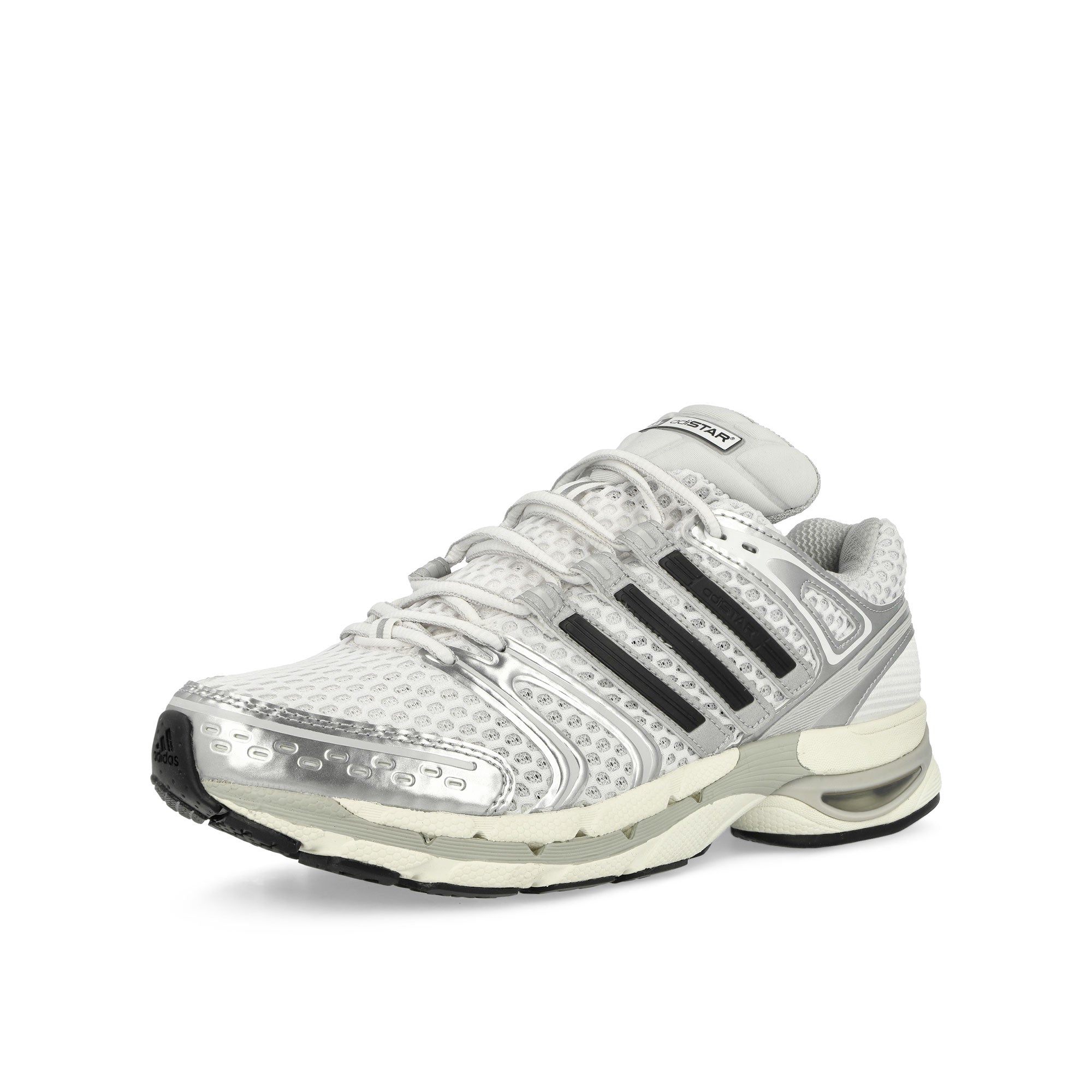 adidas Adistar Control 5 Silver Metallic / Grey One / Core Black Low Top Sneakers Close Up | Overkill