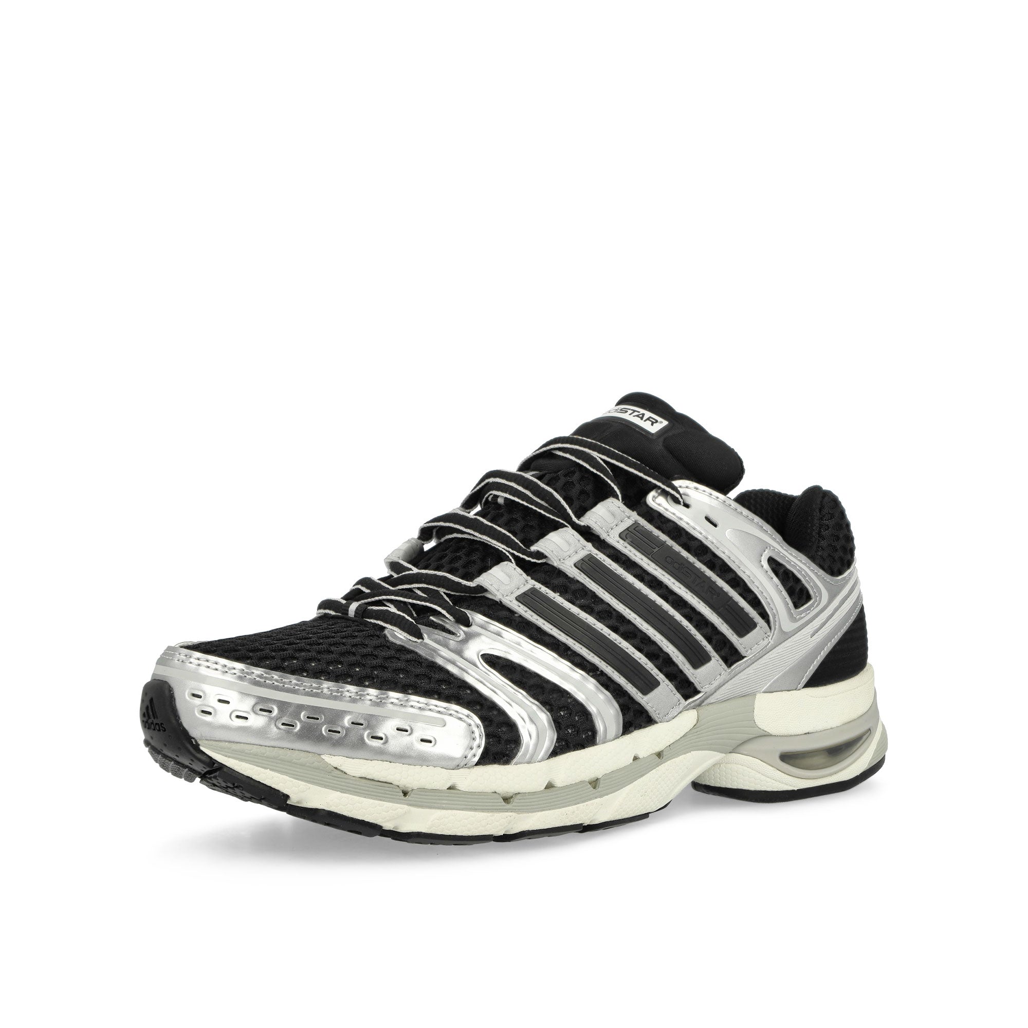 adidas Adistar Control 5 Core Black / Silver Metallic / Grey One Low Top Sneakers Close Up | Overkill