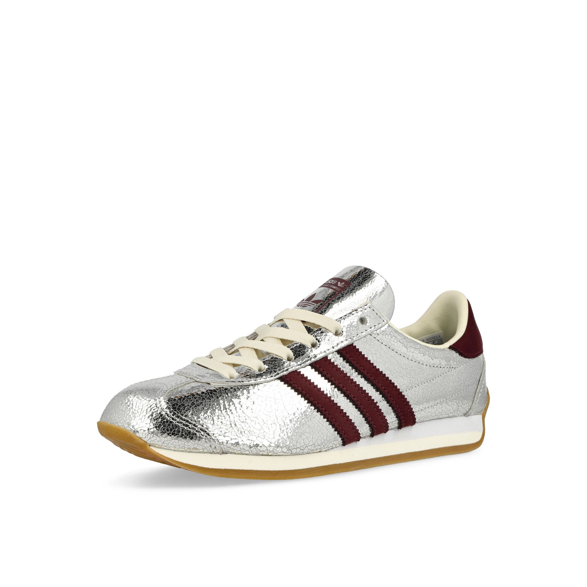 adidas Country OG W Silver Metallic / Maroon / Off White Low Top Sneakers Close Up | Overkill