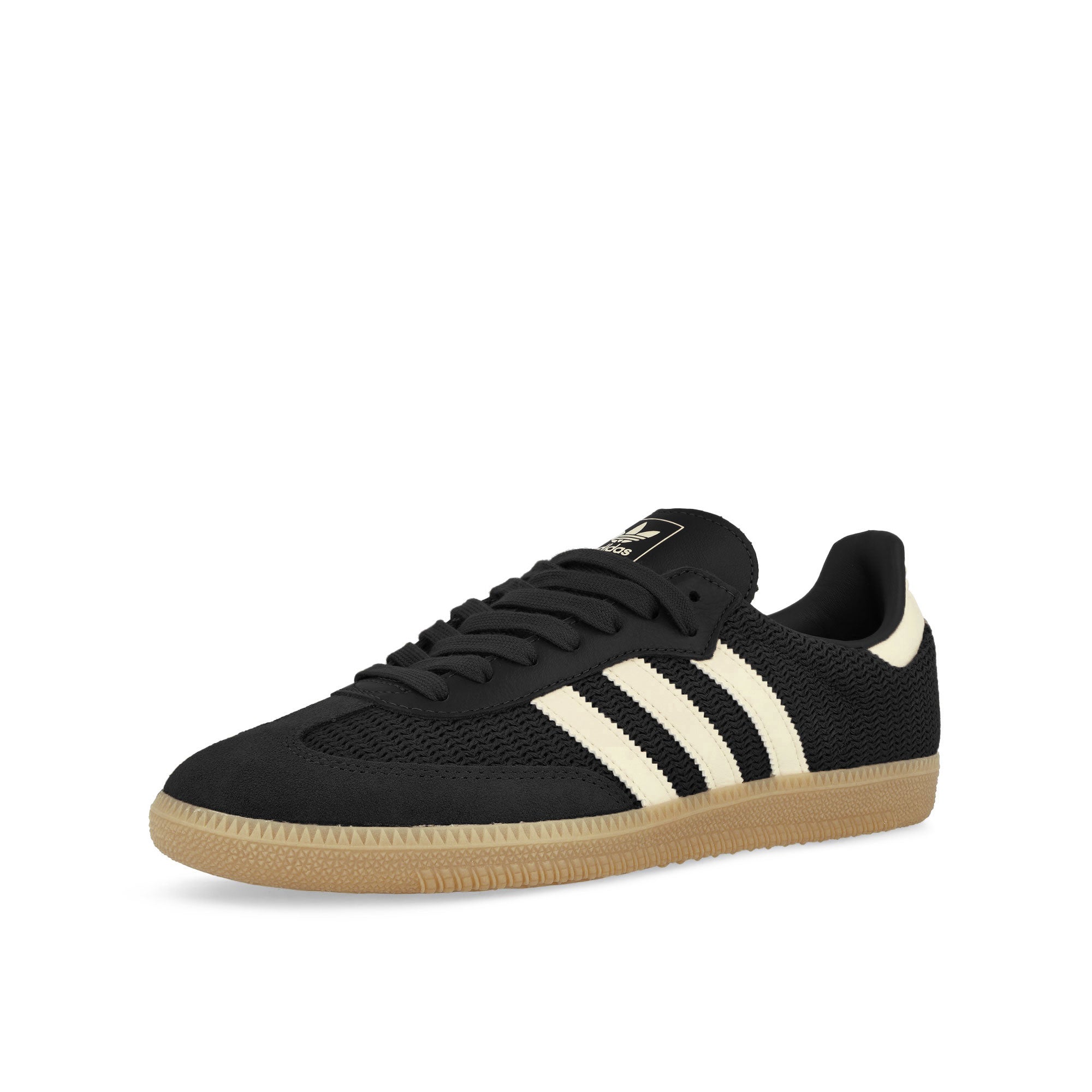 adidas Samba OG Core Black / Cream White / Magic Beige Low Top Sneakers Close Up | Overkill