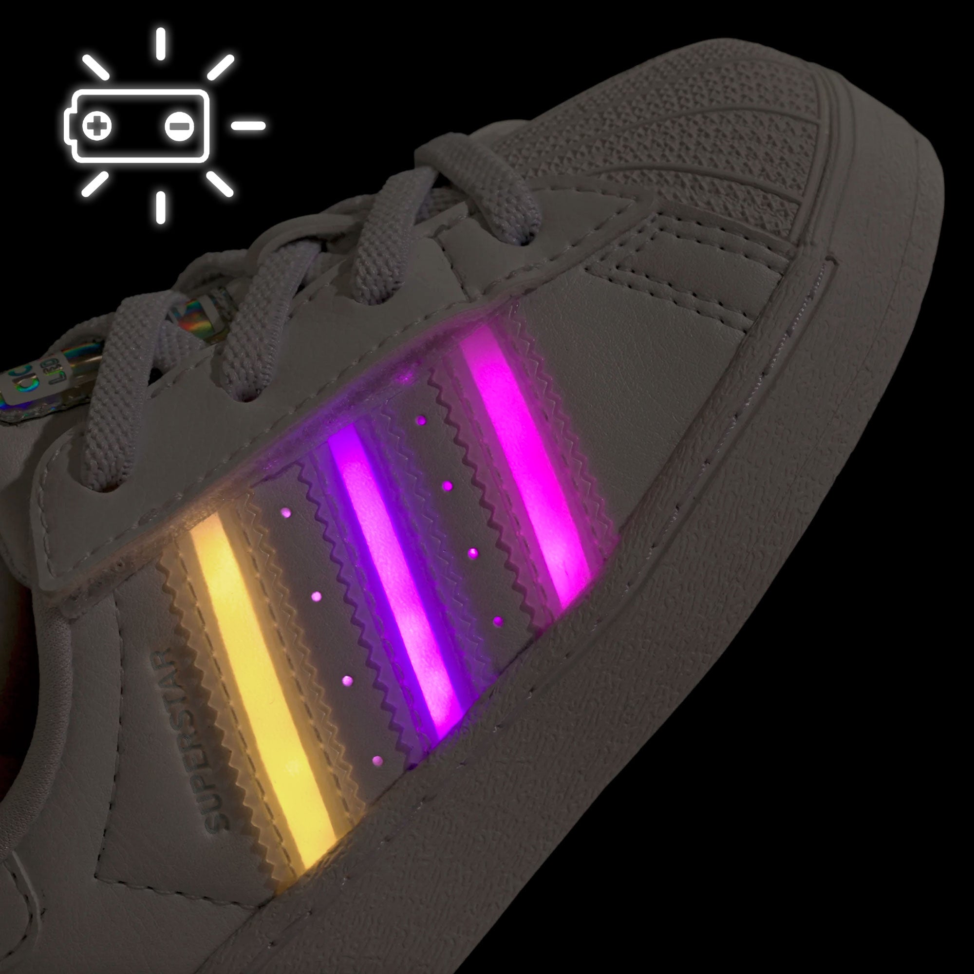 adidas Superstar Led Lights CF EL I Footwear White / Footwear White / Footwear White Low Top Sneakers JQ6418 Material | Overkill