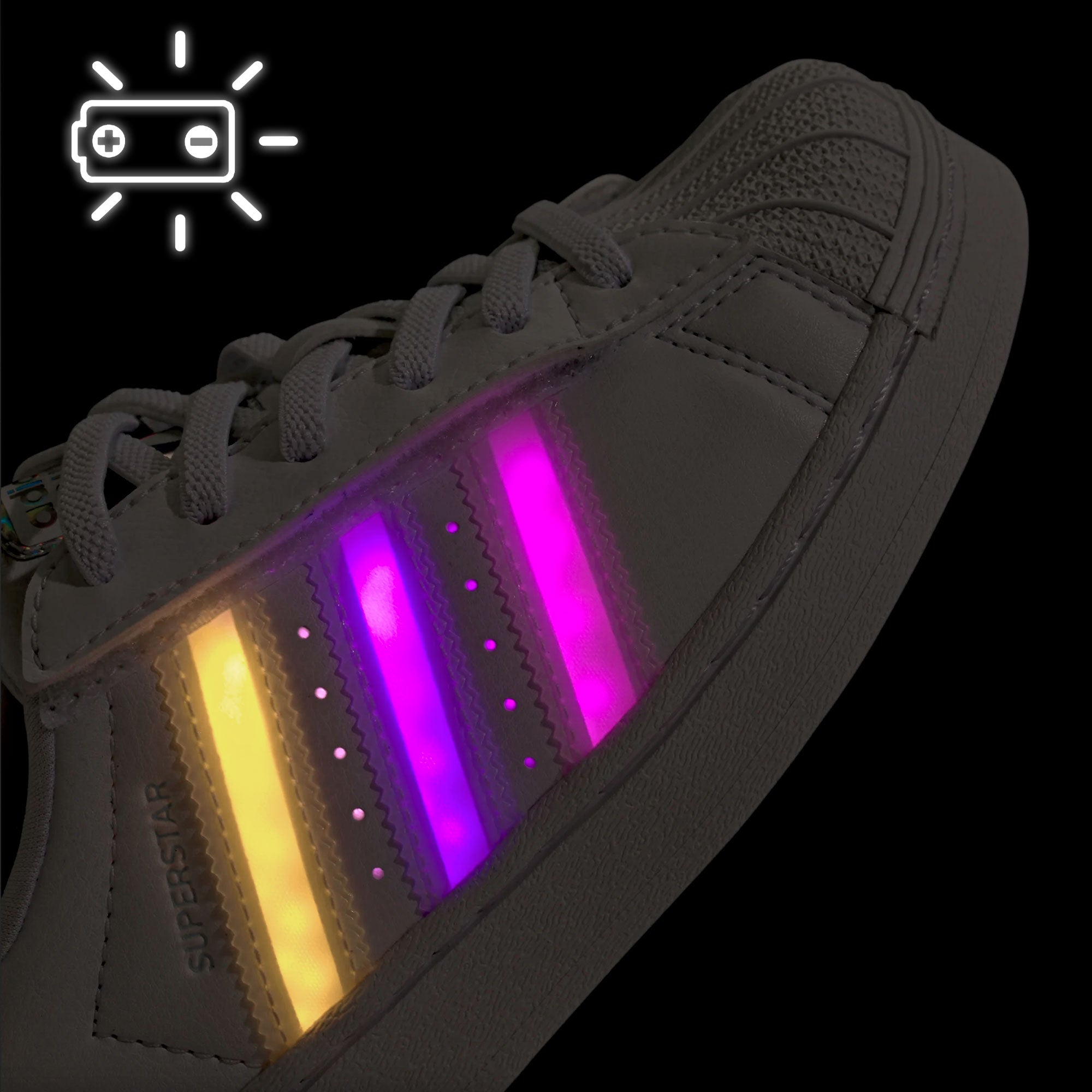 adidas Superstar Led Lights CF EL C Footwear White / Footwear White / Footwear White Low Top Sneakers JQ6419 Material | Overkill