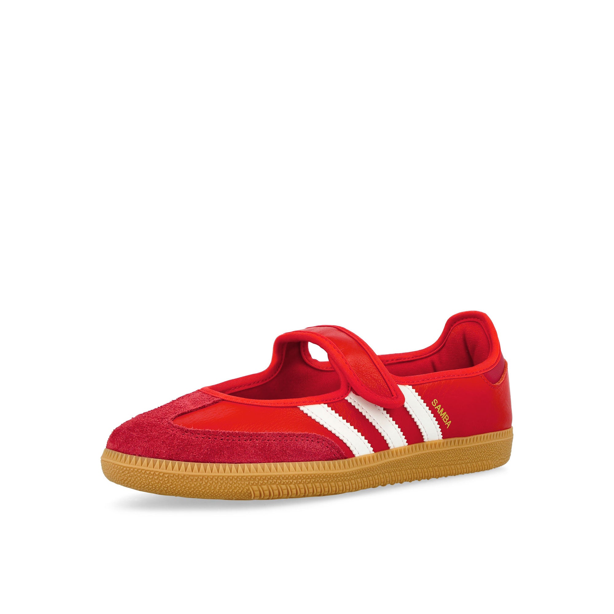 adidas Samba Jane W Better Scarlet / Team Victory Red / Gum Three Low Top Sneakers JQ6446 Close-up | Overkill