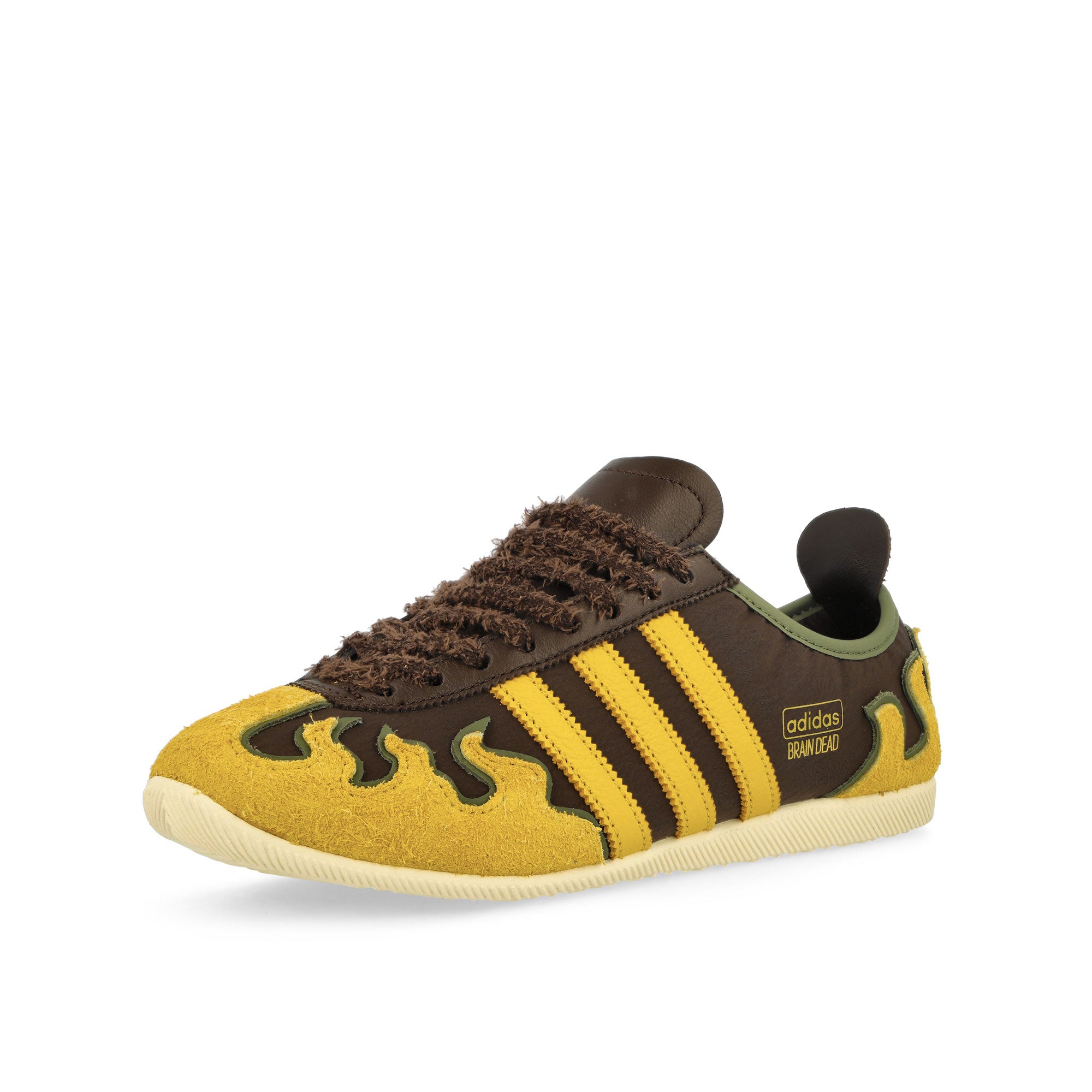 Brain Dead x adidas Japan Lo Shadow Brown / Hazy Yellow / Off White Low Top Sneakers JQ6789 Close-up | Overkill