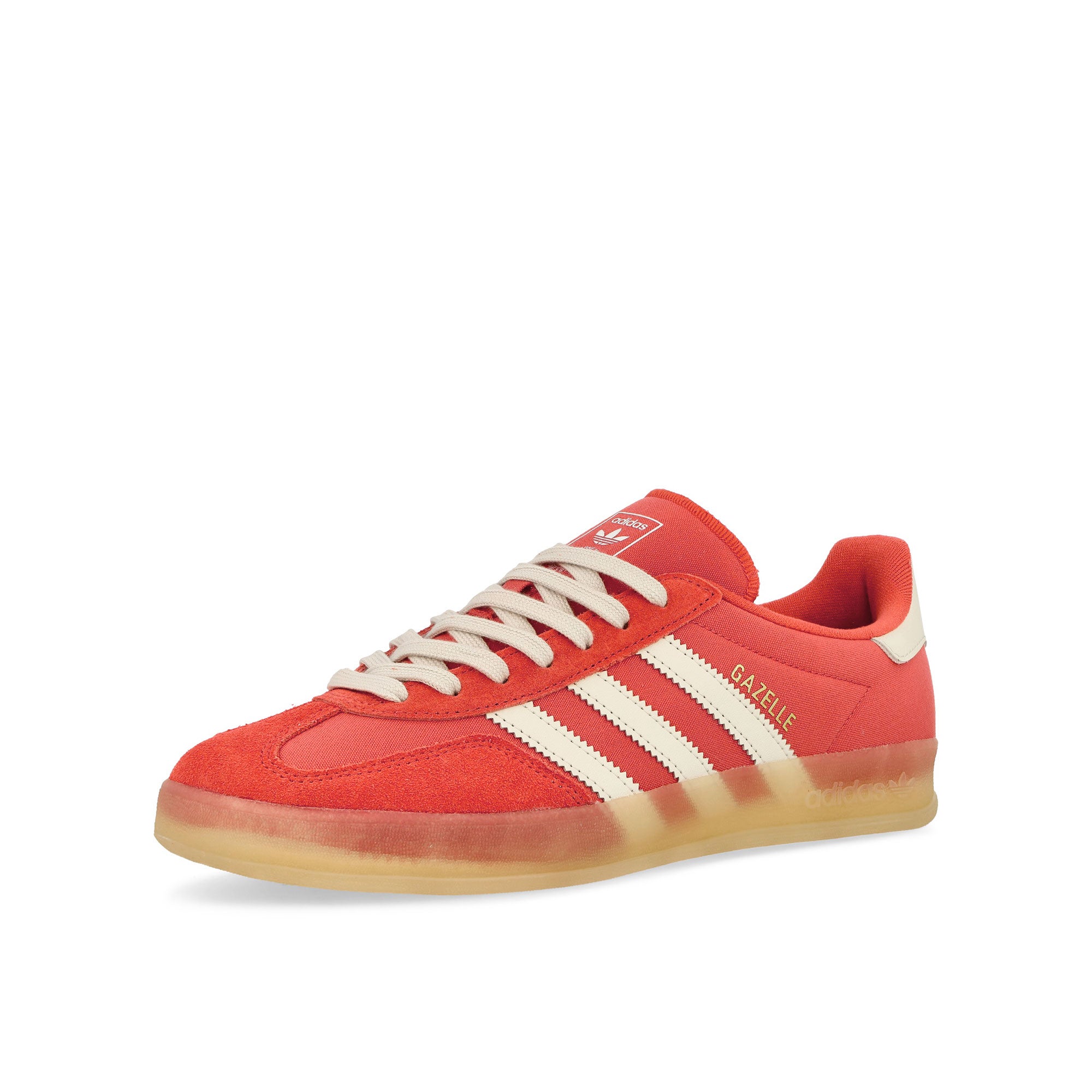 adidas Gazelle Indoor Crew Red / Alumina / Magic Beige Low Top Sneakers Close Up | Overkill