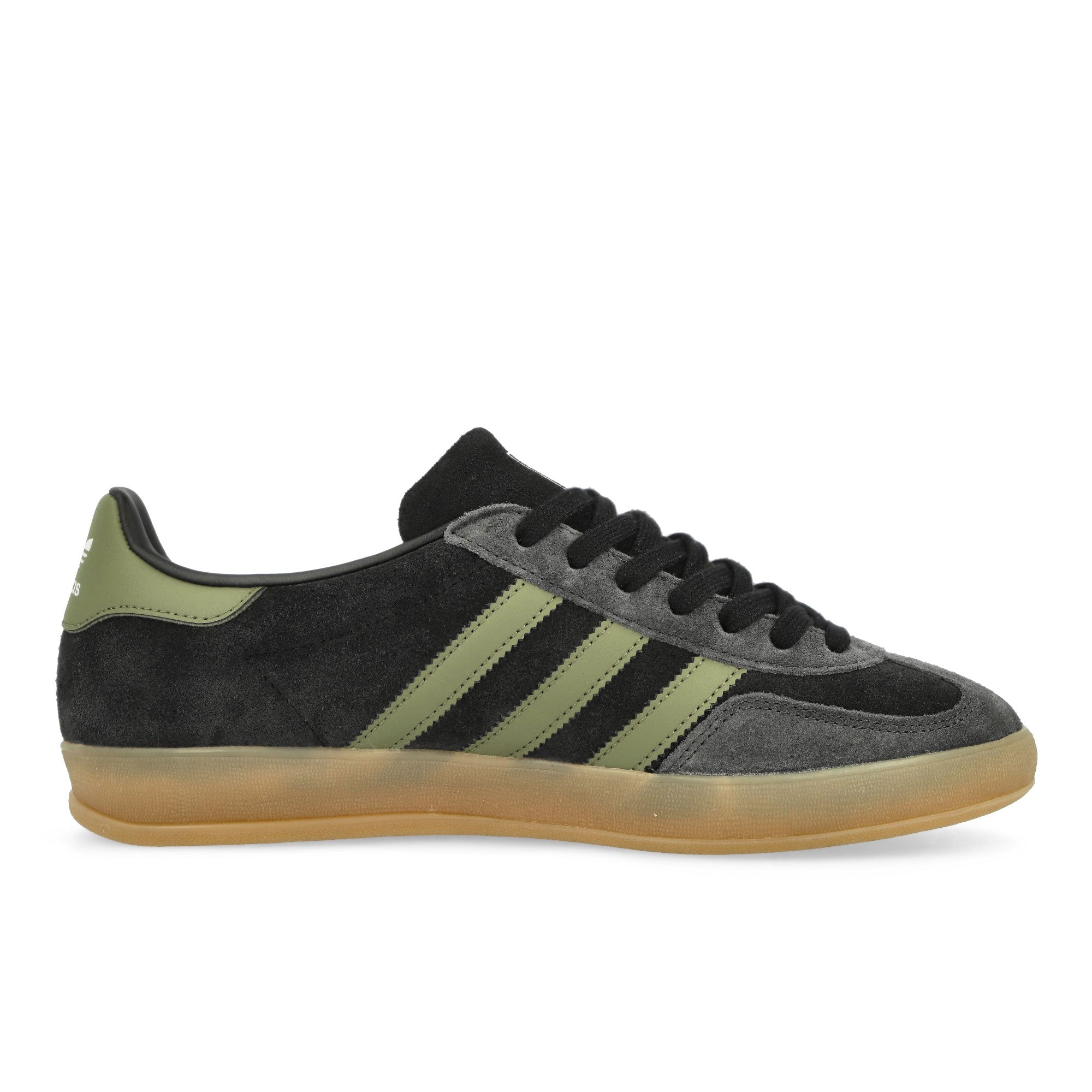adidas Gazelle Indoor Core Black / Focus Olive / Carbon Low Top Sneakers JQ8399 Silhouette | Overkill