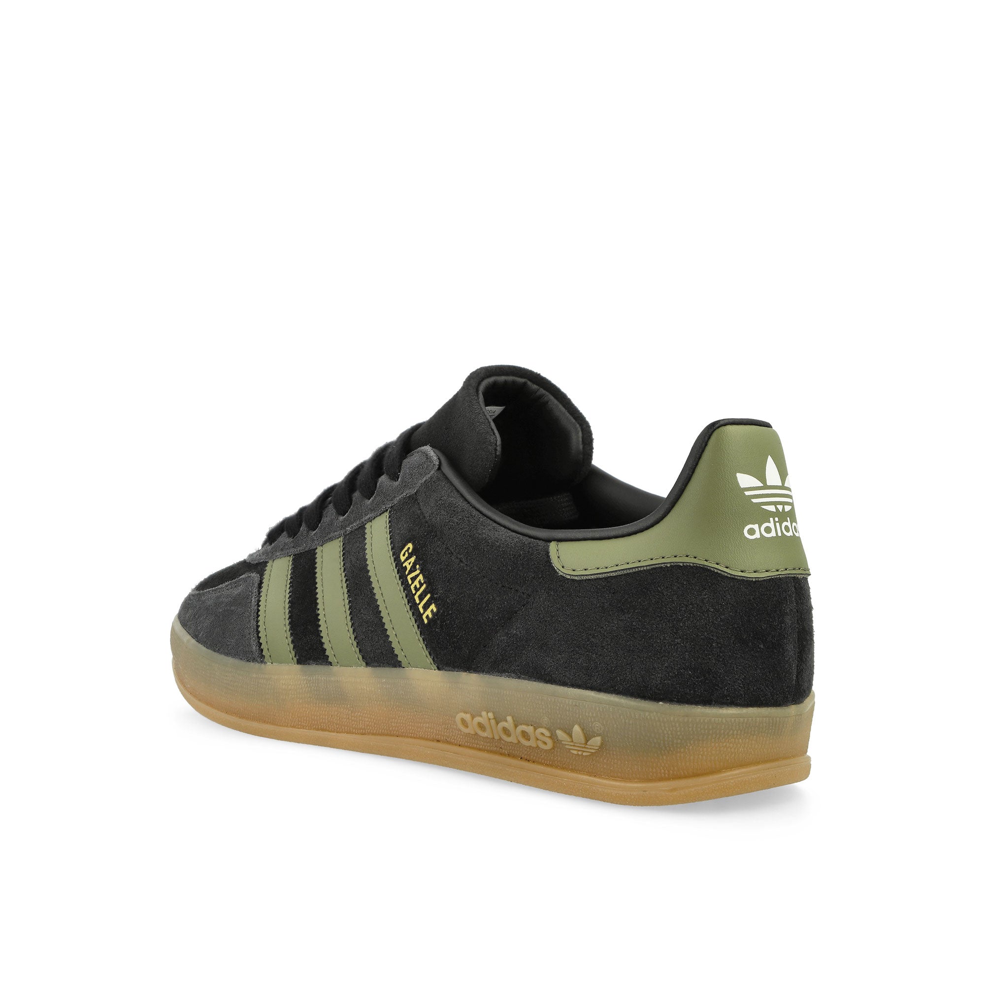 adidas Gazelle Indoor Core Black / Focus Olive / Carbon Low Top Sneakers JQ8399 Material | Overkill