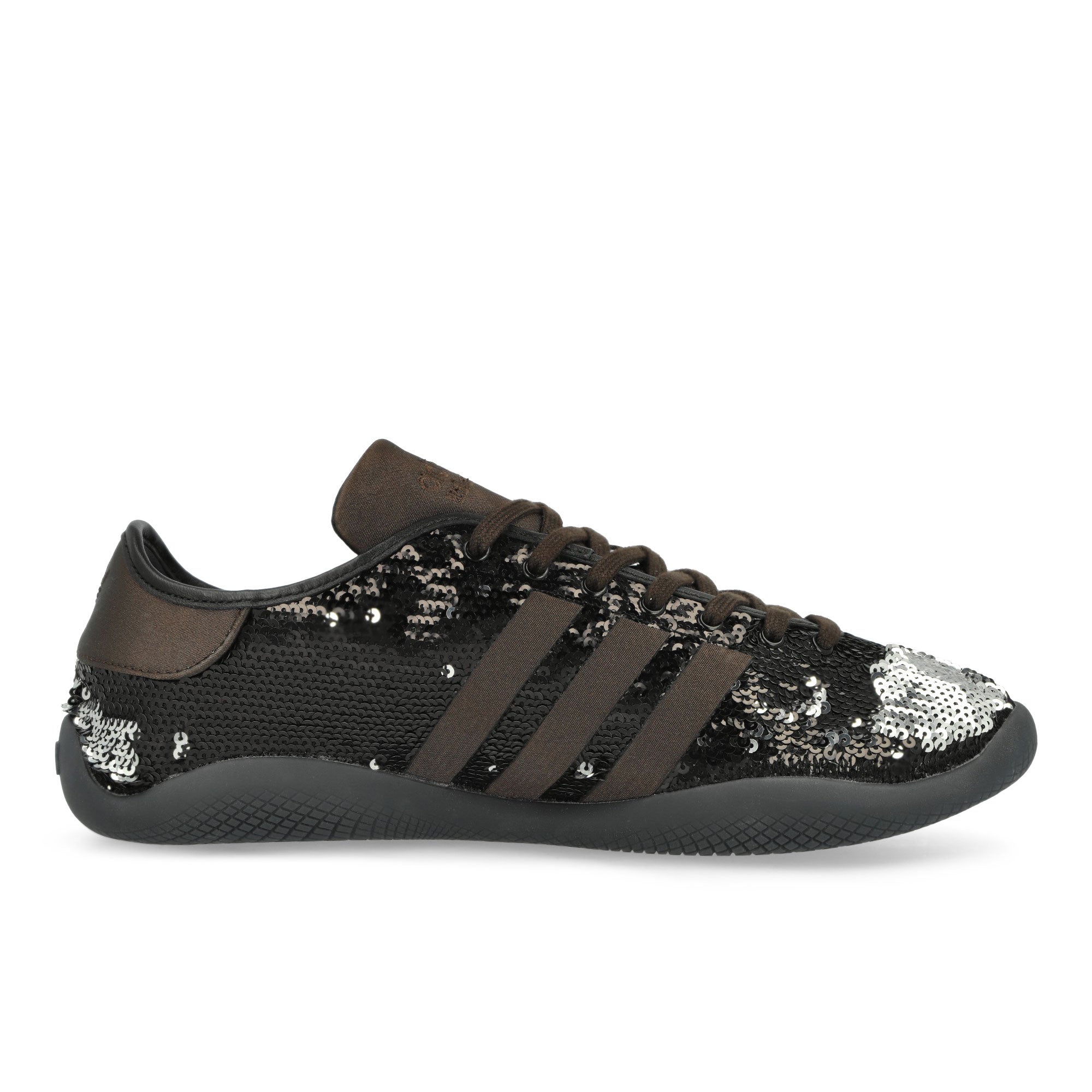 adidas Karintha Sequin Core Black / Silver Metallic / Dark Brown Low Top Sneakers Silhouette | Overkill