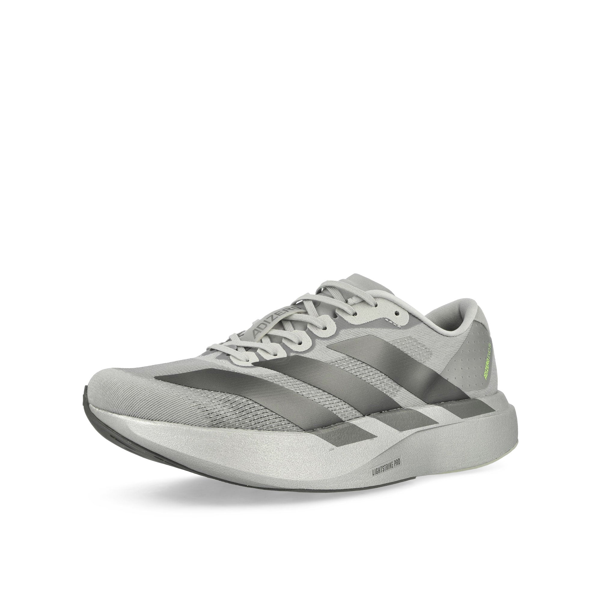 adidas adizero Evo SL M Silver Metallic / Iron Metallic / Halo Silver Low Top Sneakers Close Up | Overkill