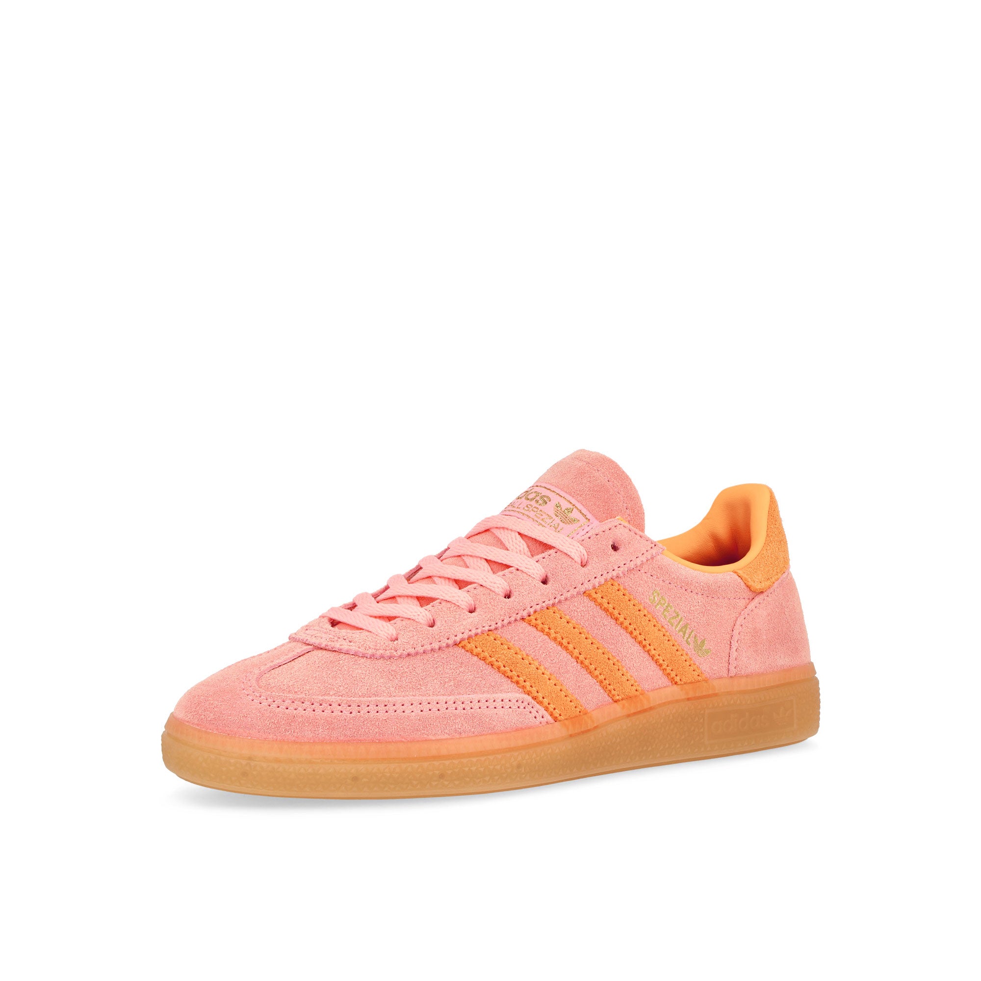 adidas Handball Spezial W Glow Pink / Flash Orange / Gum 1 Low Top Sneakers Close Up | Overkill