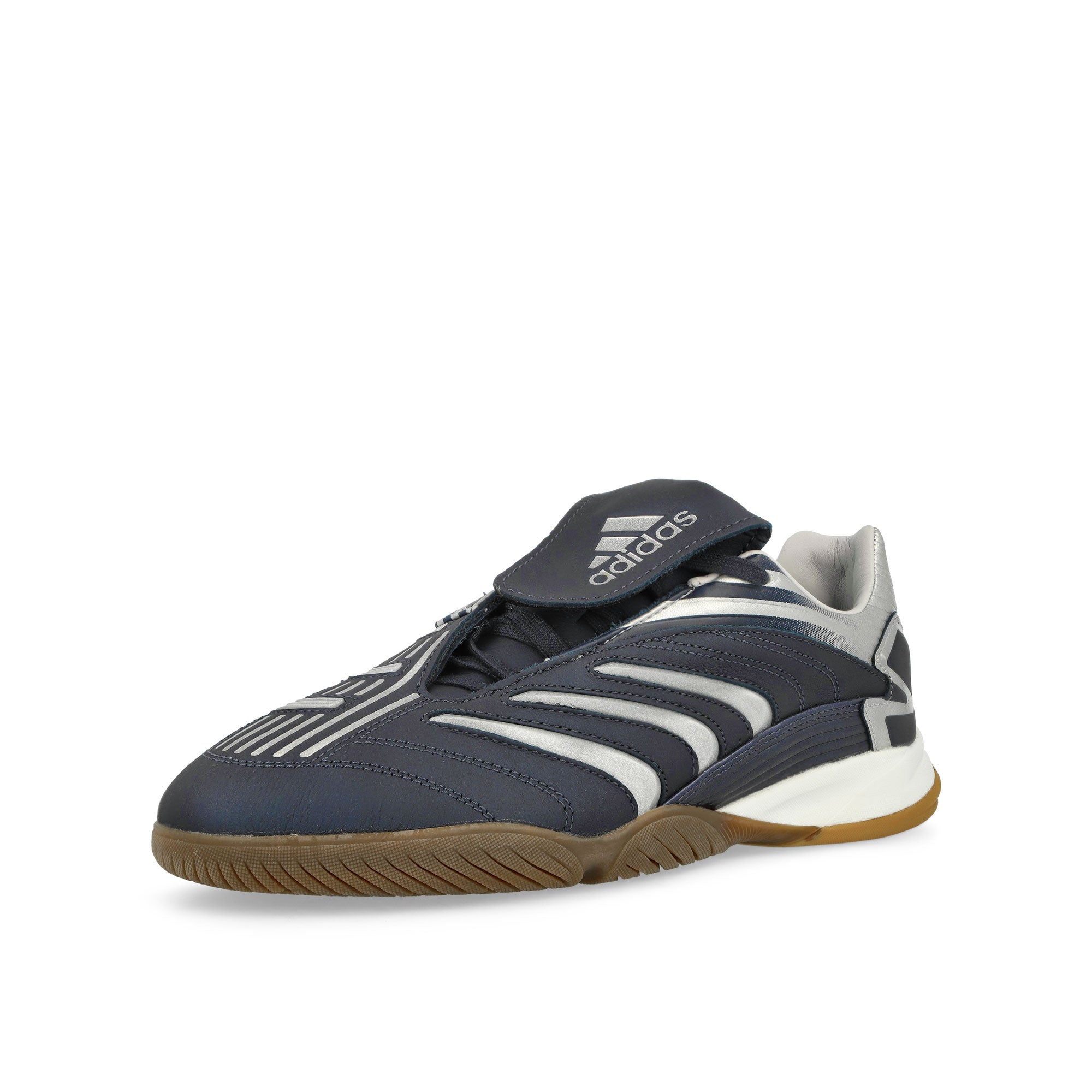 adidas Predator Sala Shadow Navy / Silver Metallic / Gum5 Low Top Sneakers Close Up | Overkill