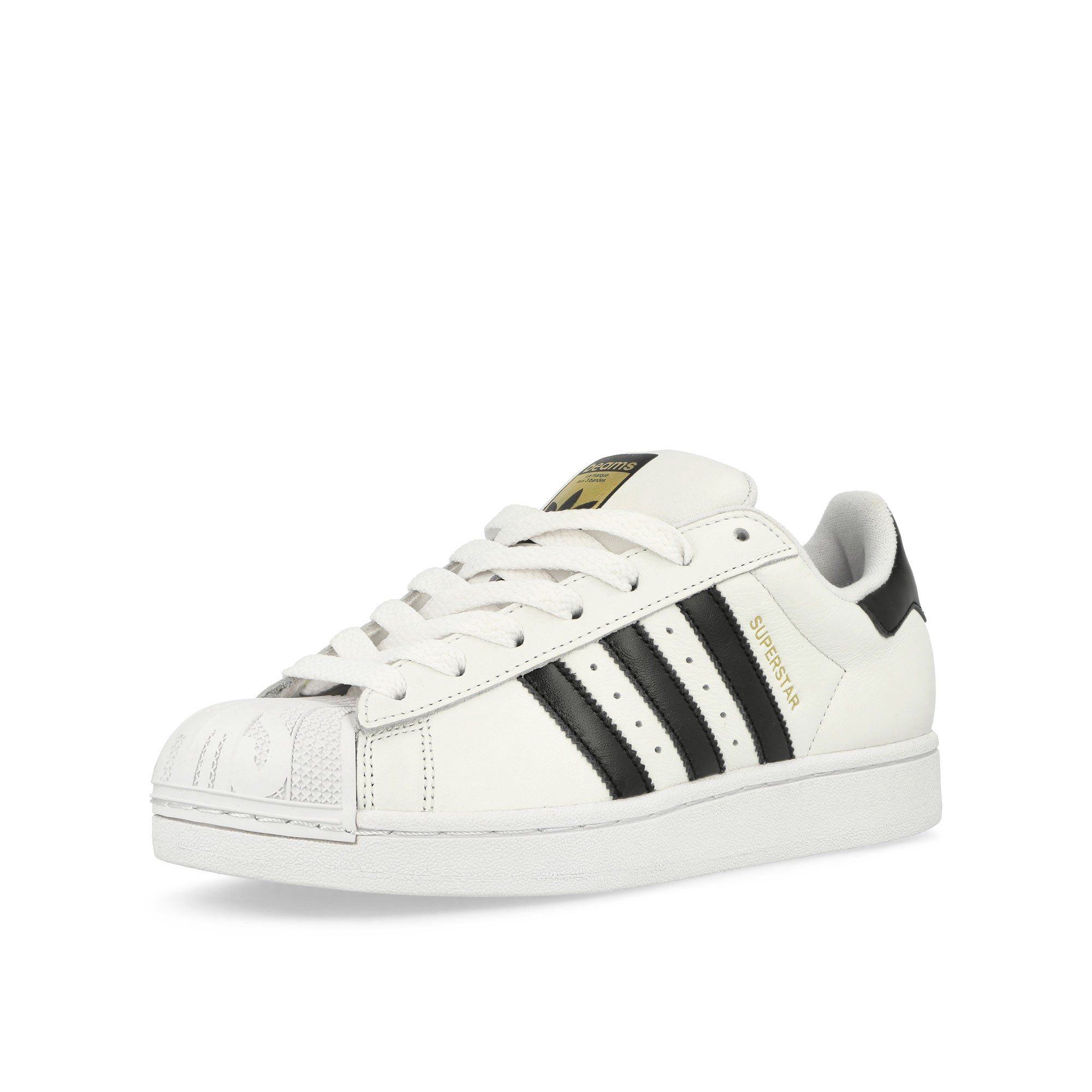 Beams x adidas Superstar Footwear White / Core Black / Gold Metallic Low Top Sneaker JR4422 Close-up | Overkill