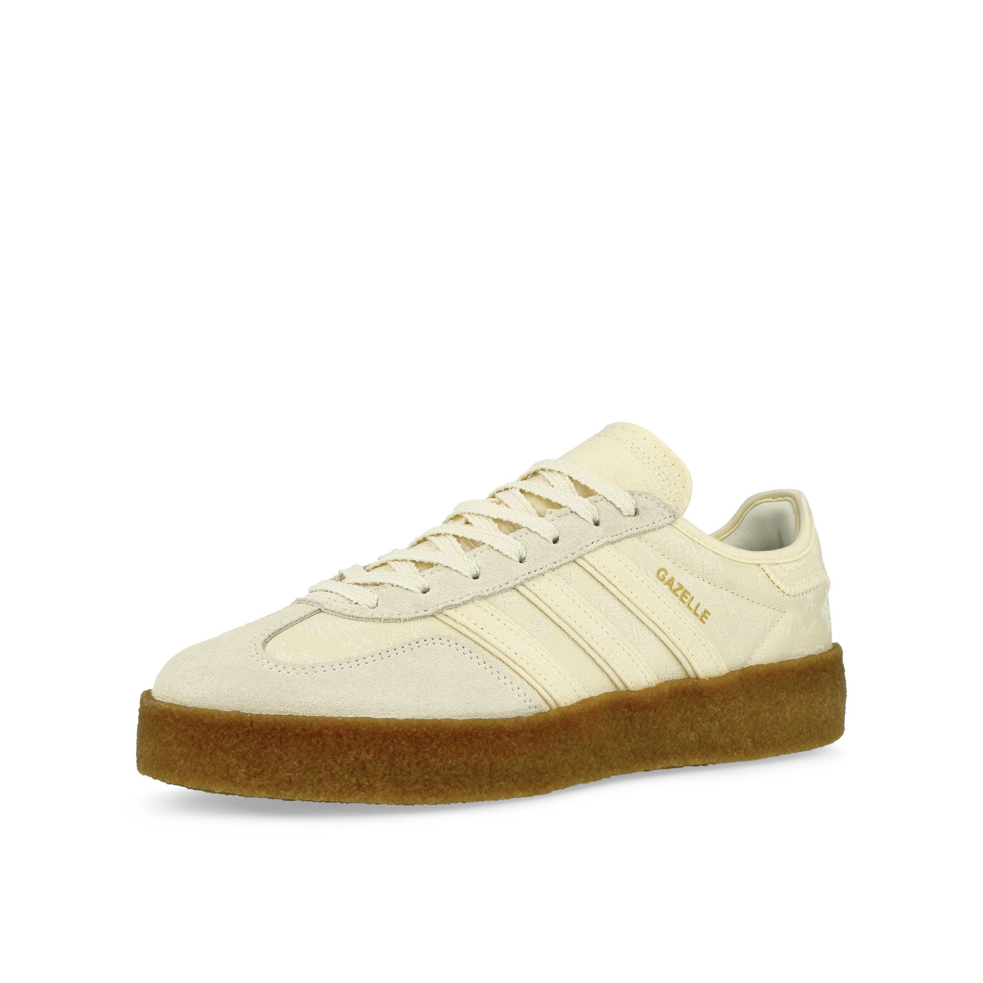 adidas Gazelle S Cream White / Core White / Gold Metallic Low Top Sneakers Close Up | Overkill