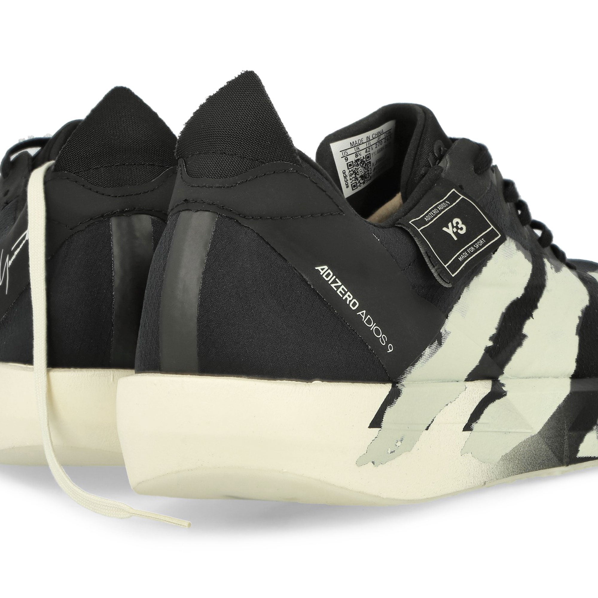 Y-3 Adios 9 Black / Black / Off White Low Top Sneakers JR6652 Material | Overkill