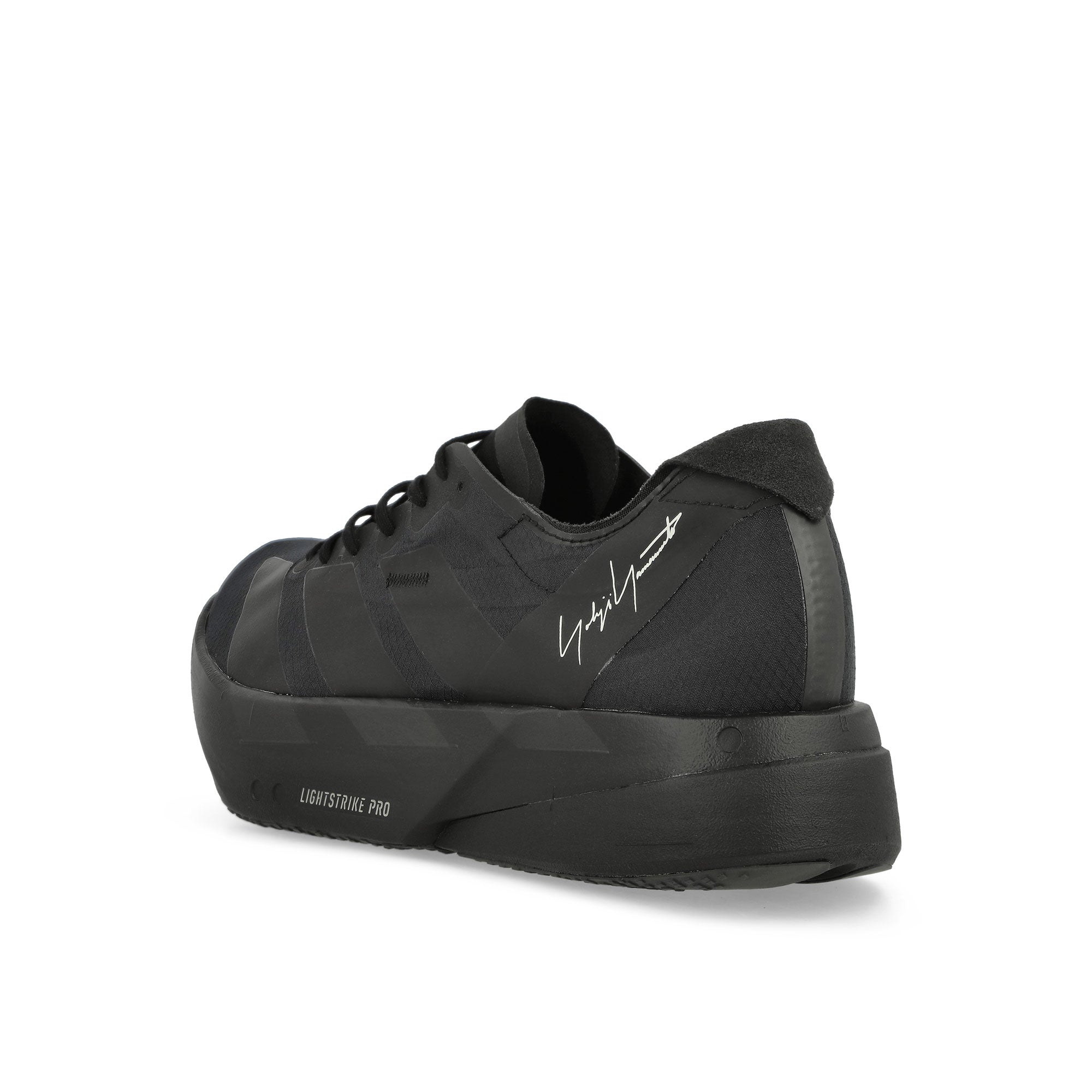 Y-3 Adizero Adios Pro 4 Black / Black / Off White Low Top Sneakers Close Up | Overkill