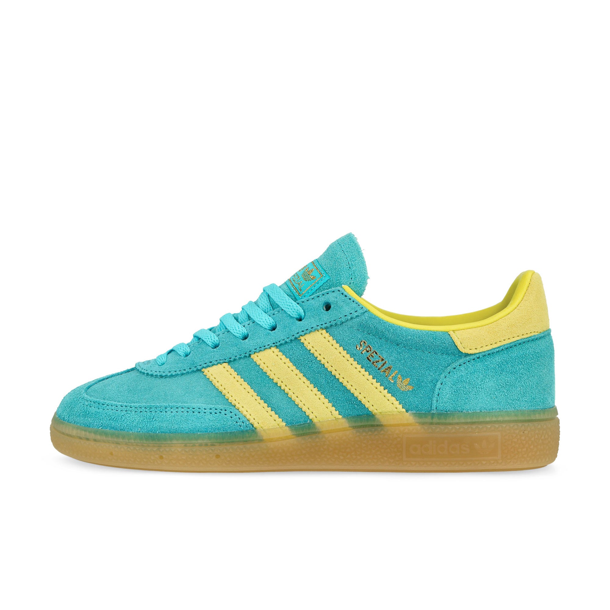 adidas Handball Spezial W Blue Glow / Bright Yellow / Gold Metallic Low Top Sneakers JR7351 | Overkill