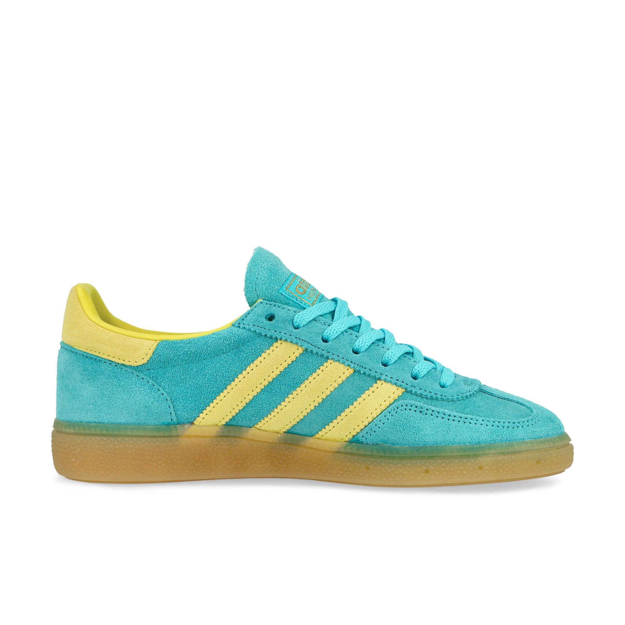 adidas Handball Spezial W Blue Glow / Bright Yellow / Gold Metallic Low Top Sneakers Silhouette | Overkill