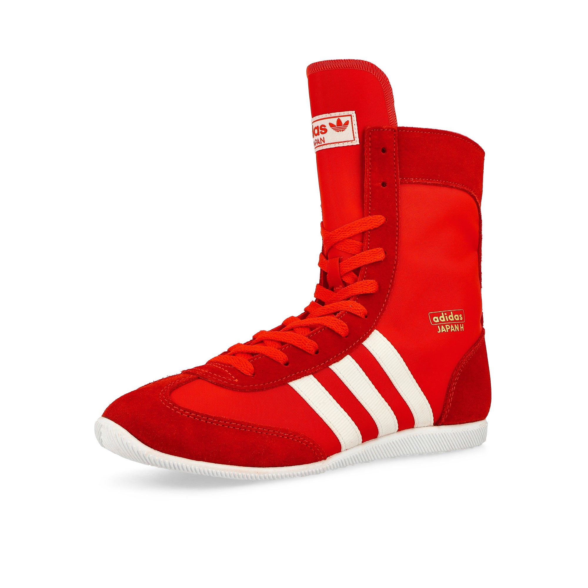 adidas Japan H W Red / Footwear White / Gold Metallic High Top Sneakers Close Up | Overkill