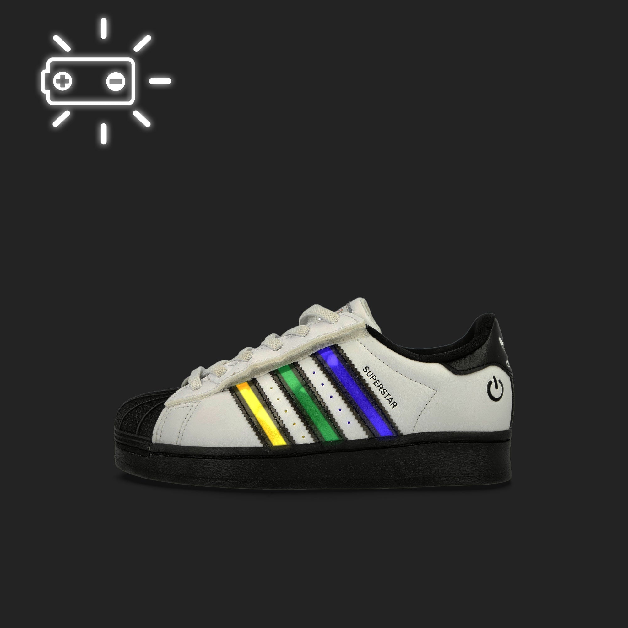 adidas Superstar LED Lights CF EL C Footwear White / Core Black / Footwear White Kids Sneaker JS1290 Material | Overkill