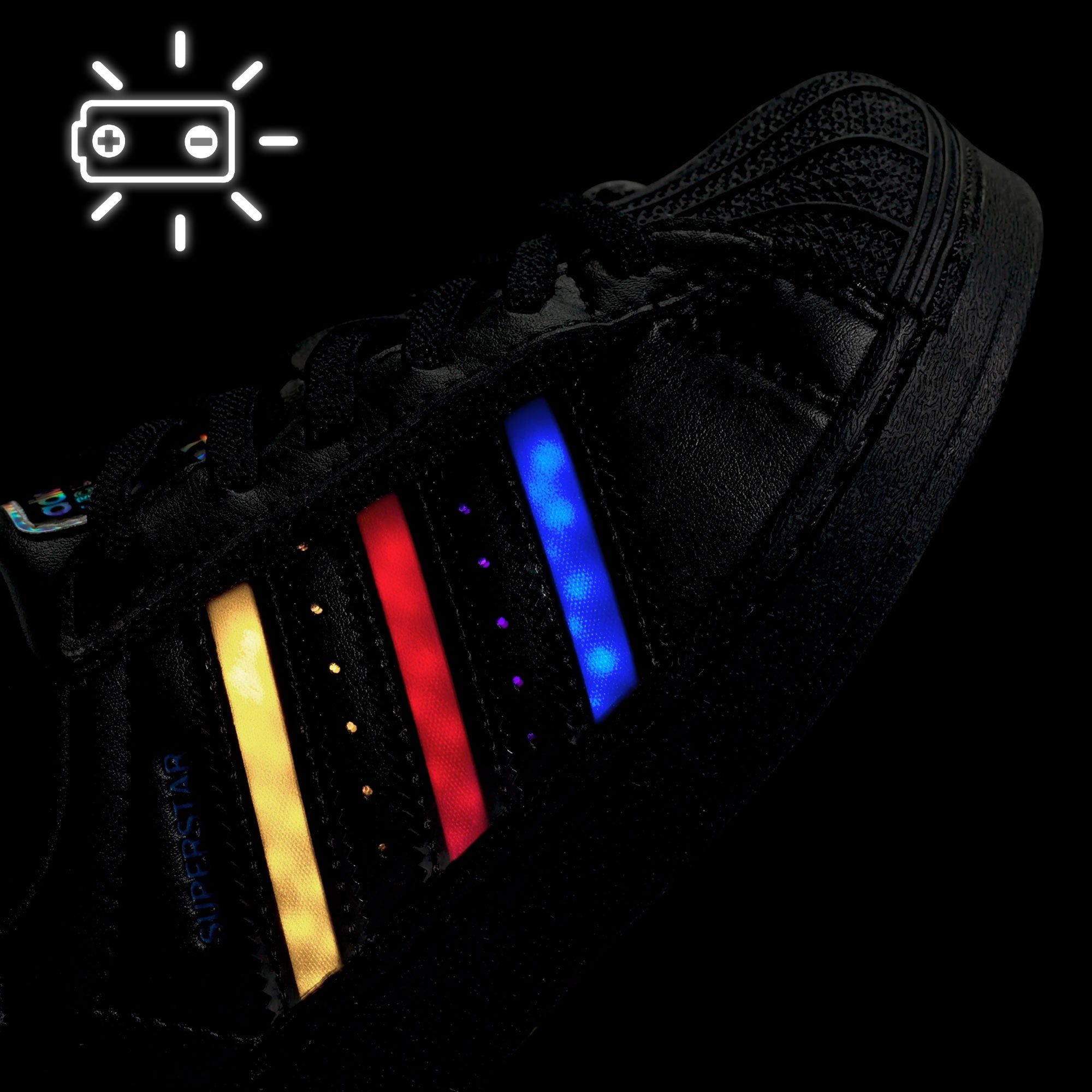 adidas Superstar Led Lights CF EL C Core Black / Core Black / Preloved Violet Low Top Sneakers JS1291 Material | Overkill