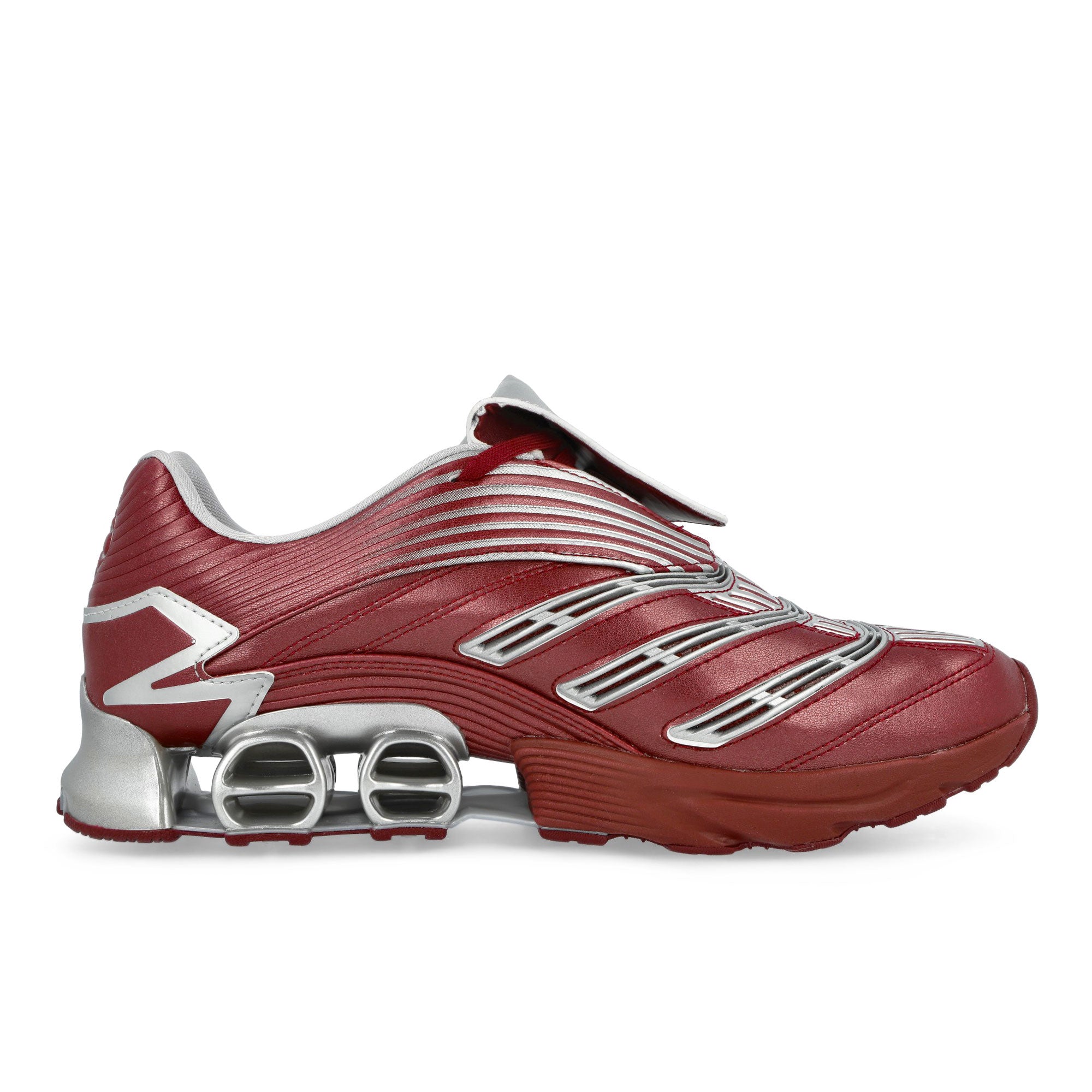 adidas Predator Megaride Collegiate Burgundy / Silver Metallic / Light Solid Grey Low Top Sneakers JS1554 Silhouette | Overkill