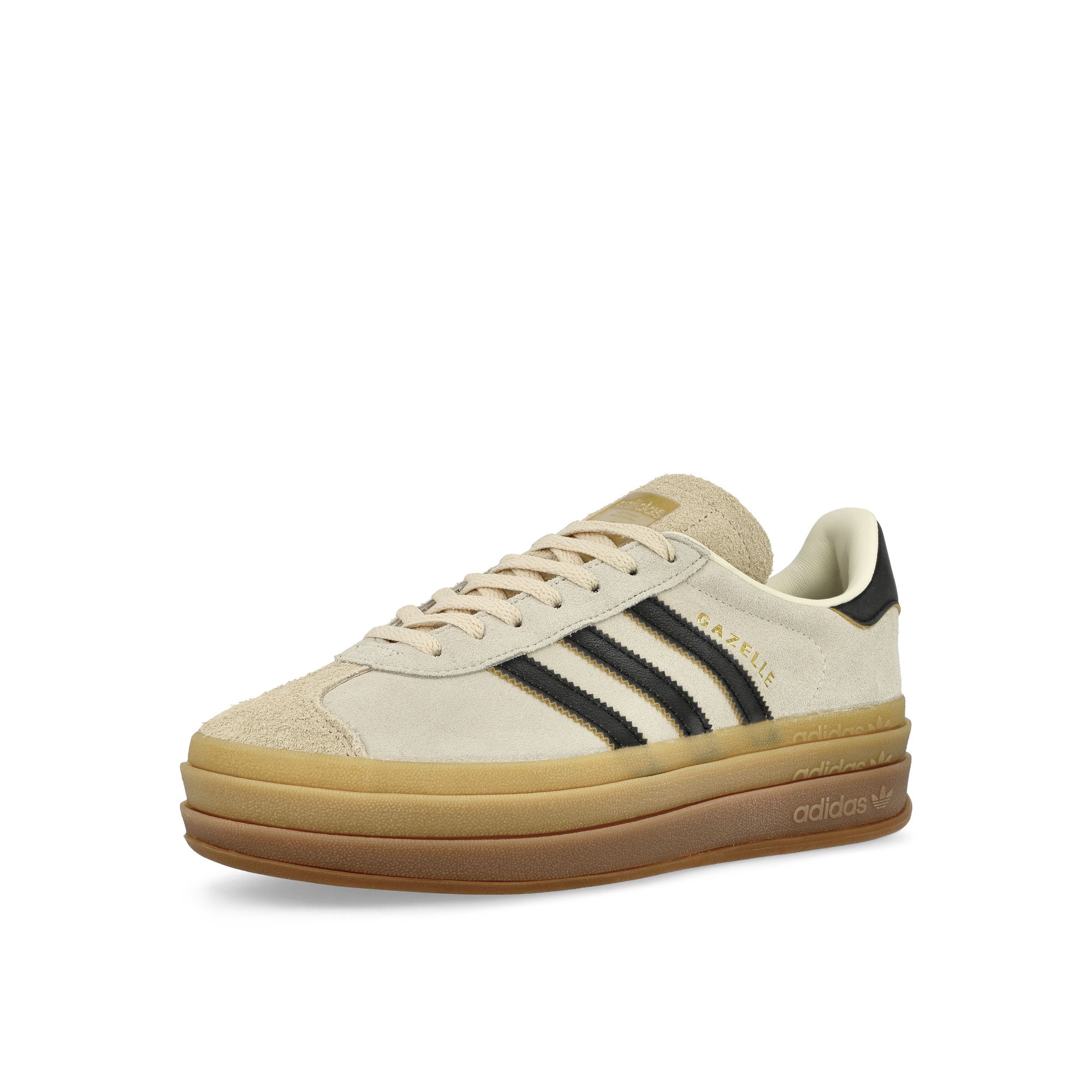 adidas Gazelle Bold W Cream White / Core Black / Sand Strata Low Top Sneakers Close Up | Overkill