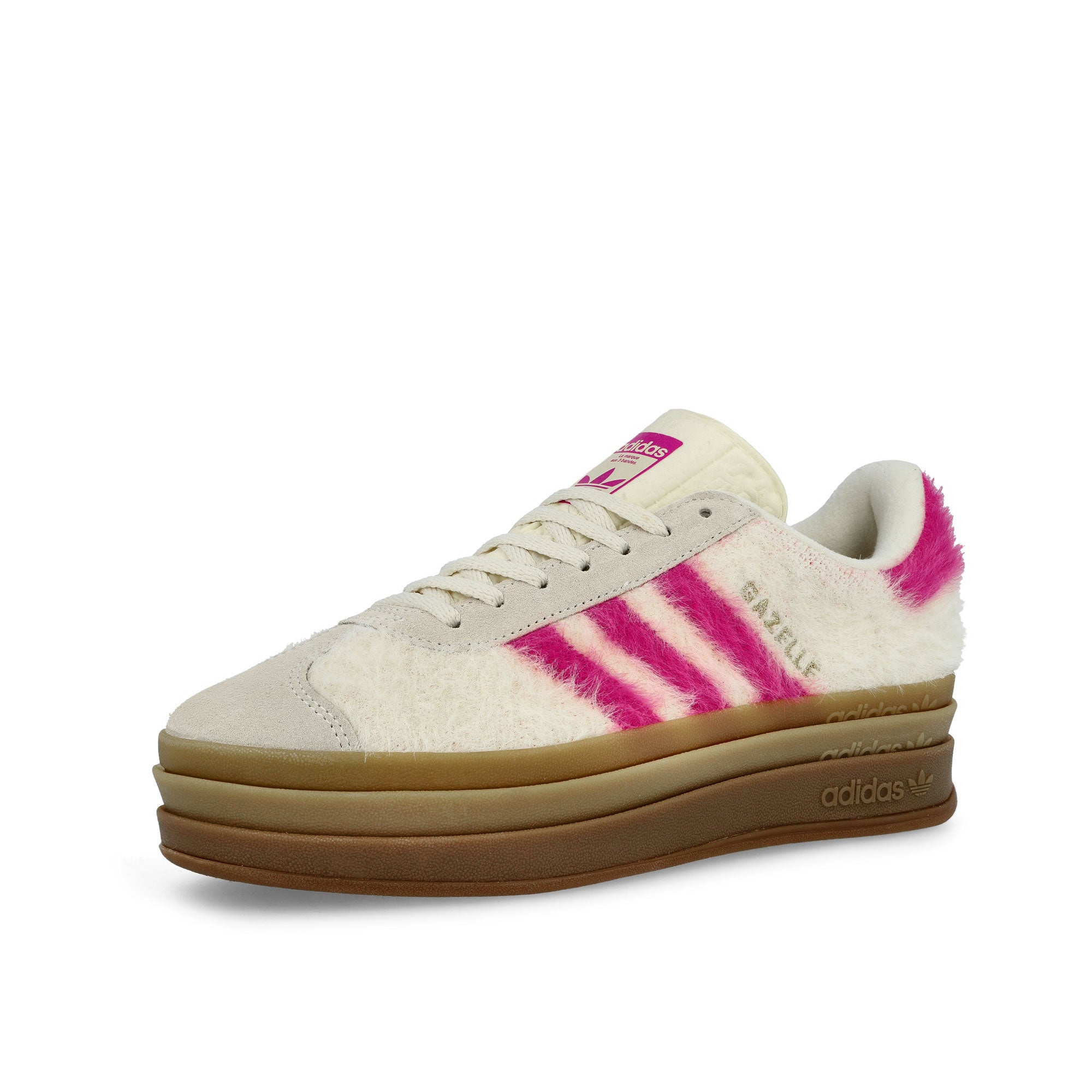adidas Gazelle Bold W Cream White / Shock Pink / Gold Metallic Low Top Sneakers JS3908 Close-up | Overkill