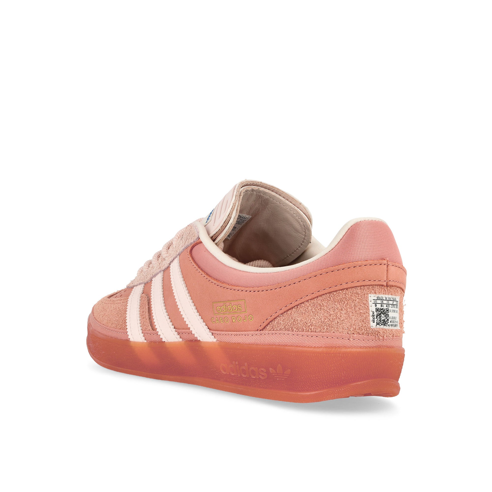 Bad Bunny x adidas Gazelle Indoor Cabo Rojo Wonder Clay / Wonder Quartz / Ash Pink Low Top Sneakers JS5052 Close-up | Overkill