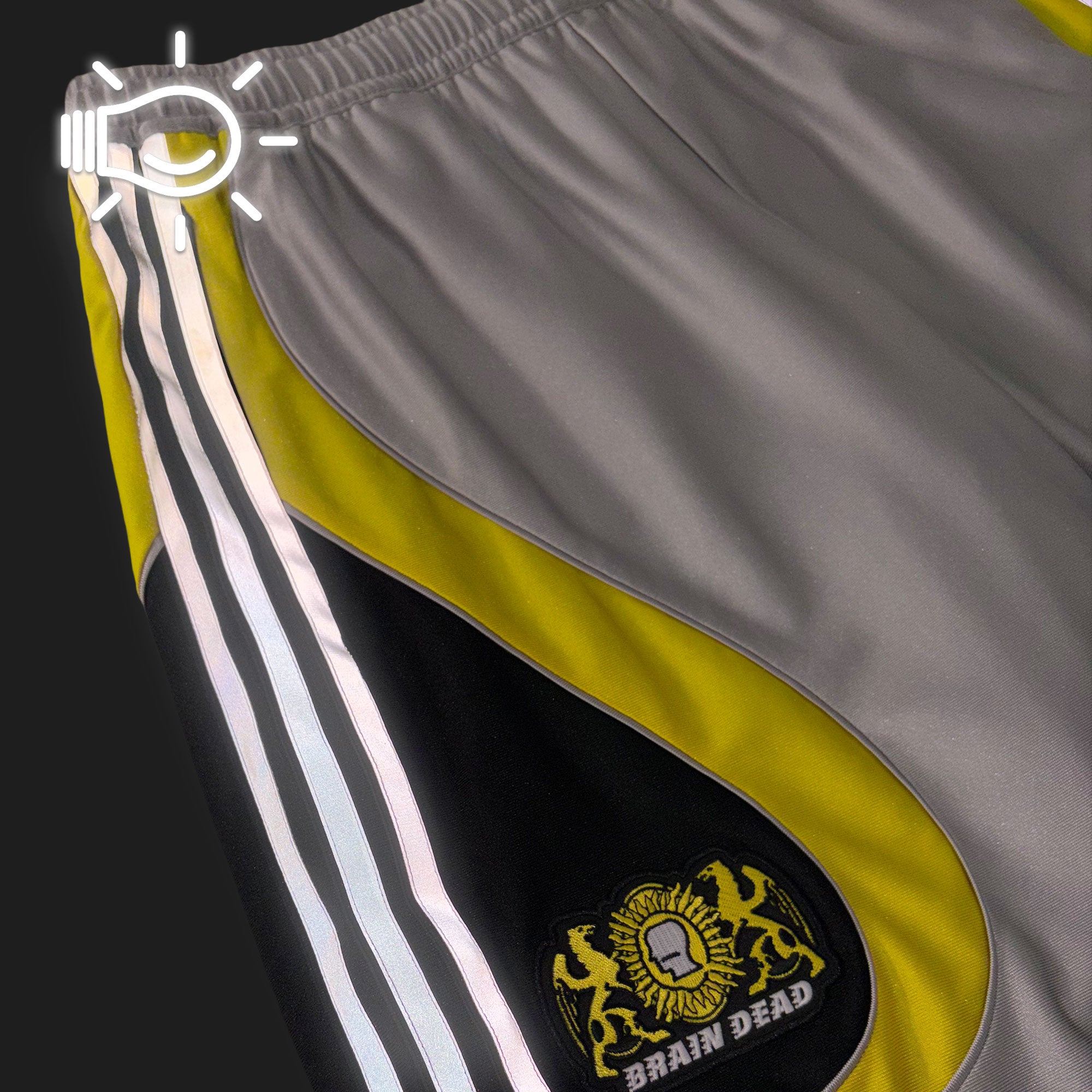 Brain Dead x adidas FB Short Silver Metallic Shorts JY7962 Detailfoto | Overkill