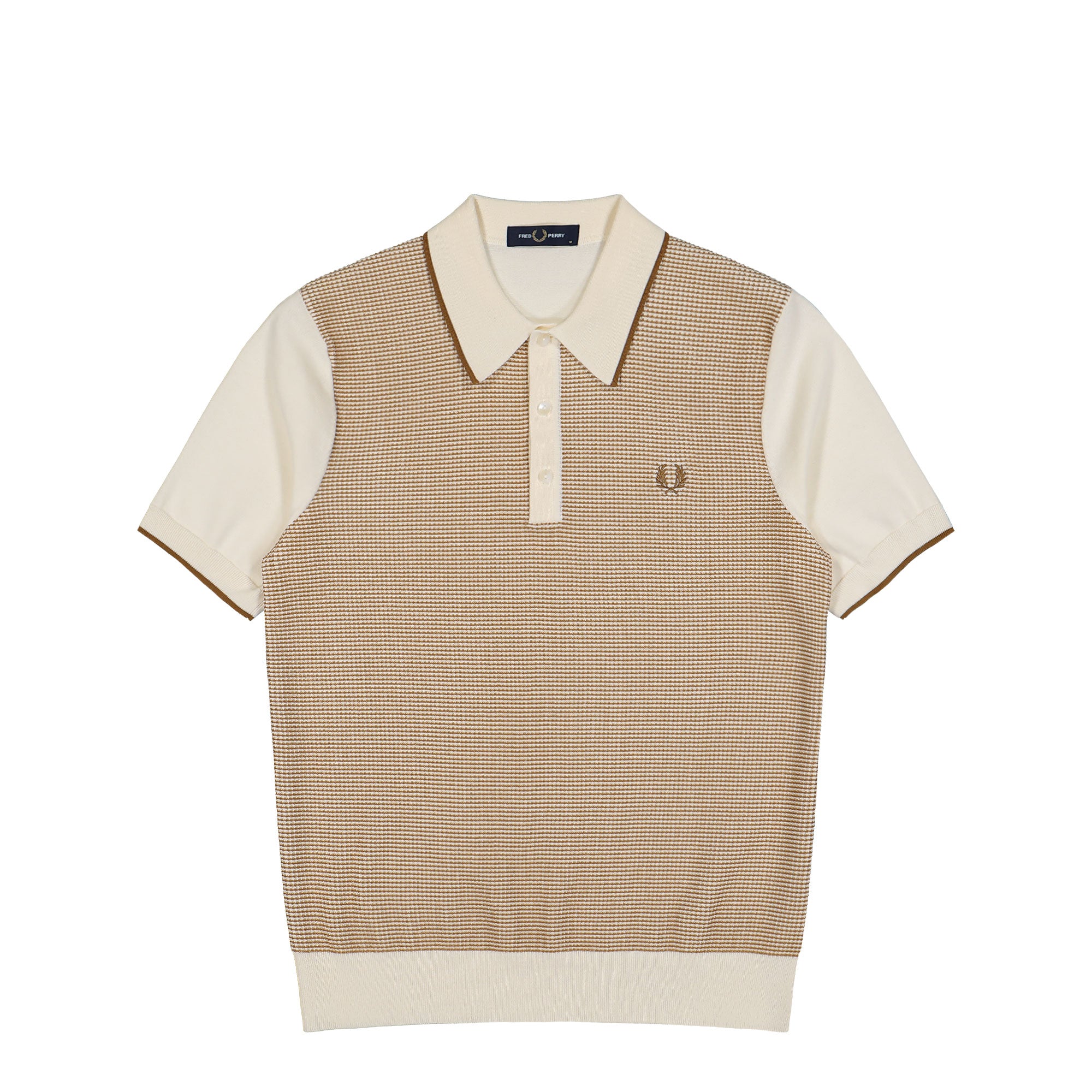 Fred Perry Tonic Waffle Knitted Shirt Ecru Polo Shirt K2307-560 | Overkill