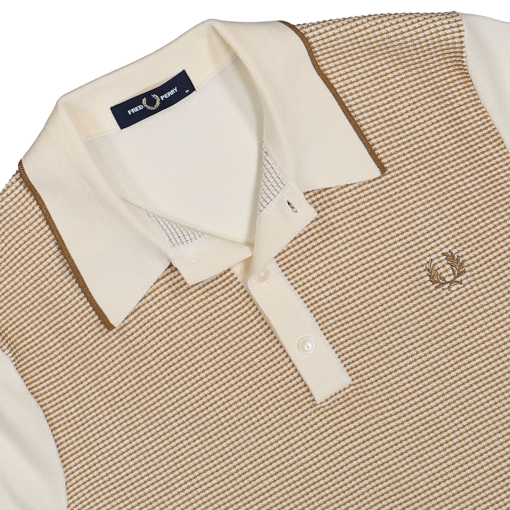 Fred Perry Tonic Waffle Knitted Shirt Ecru Polo Shirt K2307-560 Detailfoto | Overkill