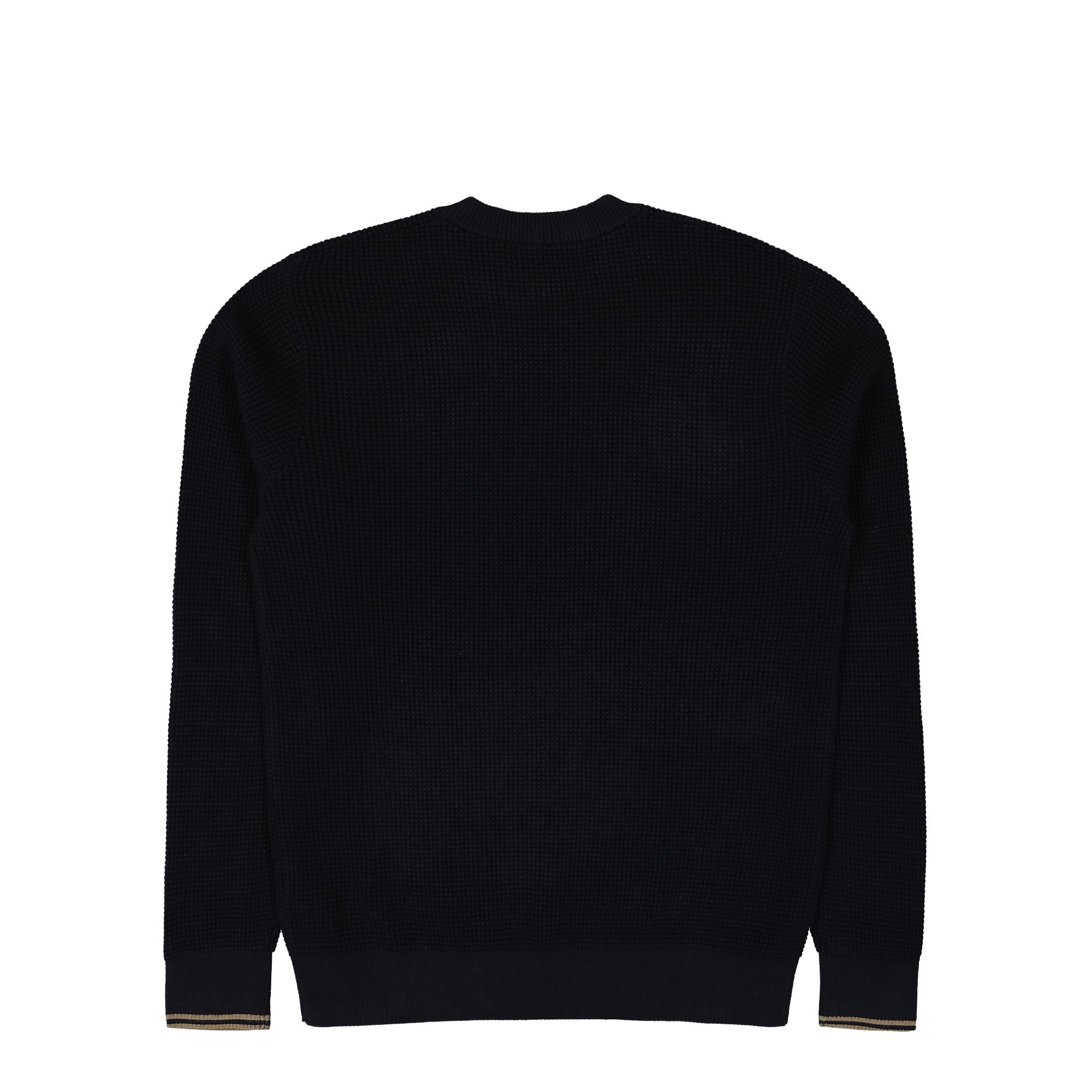 Fred Perry Waffle Stitch Jumper Black Sweatshirt K6507-102 Close-up | Overkill
