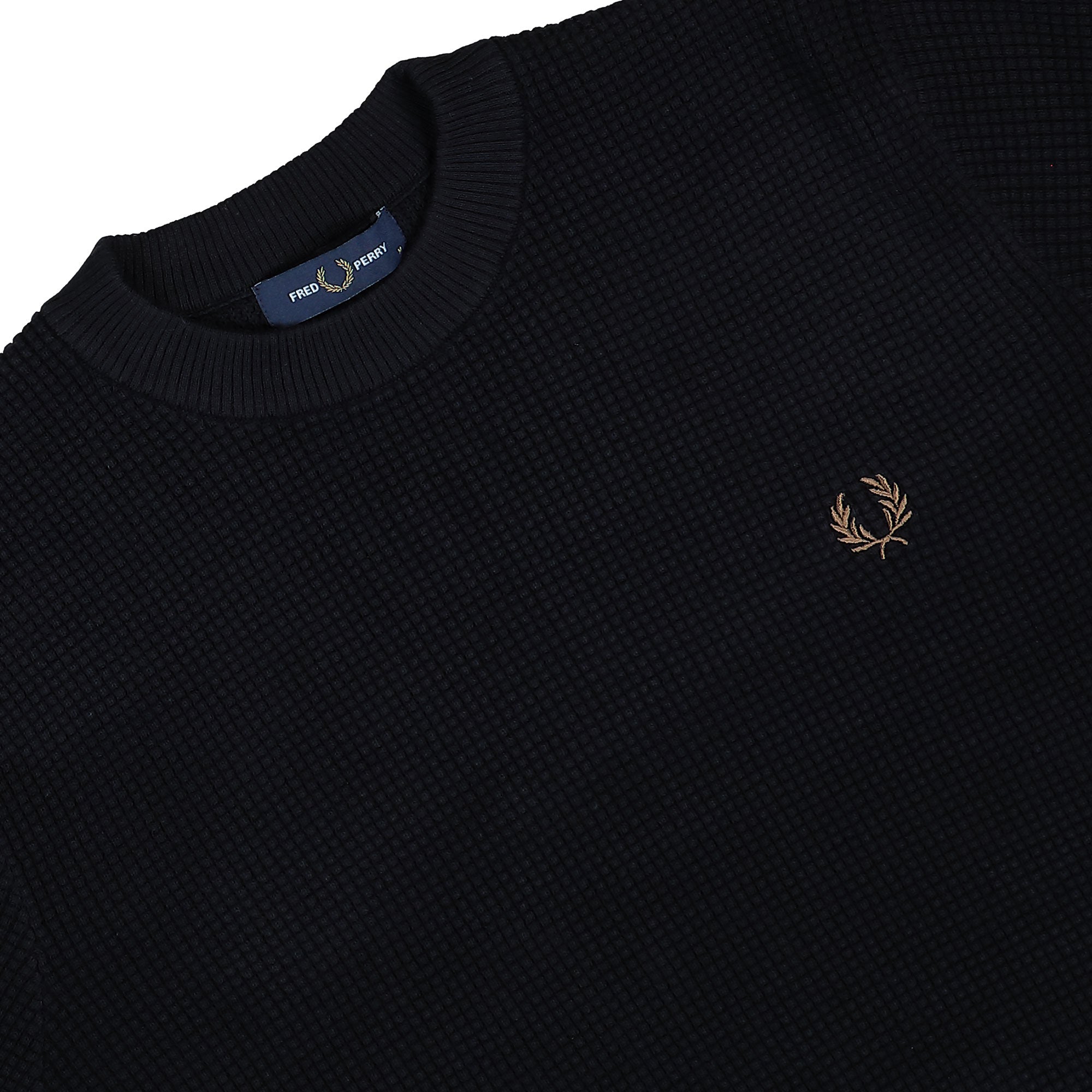Fred Perry Waffle Stitch Jumper Black Sweatshirt K6507-102 Detailfoto | Overkill