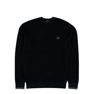 Fred Perry Waffle Stitch Jumper Black Sweatshirt K6507-198 | Overkill