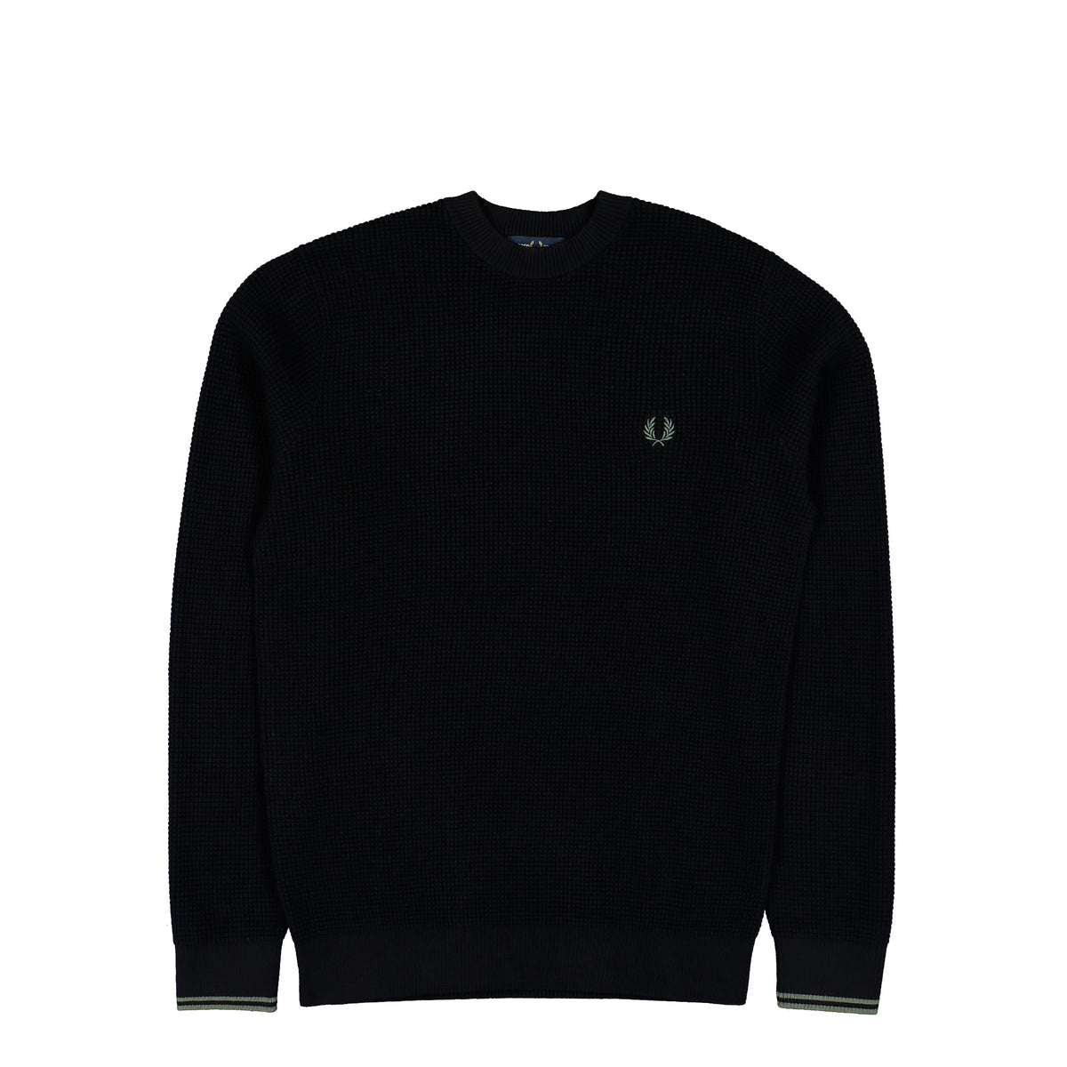 Fred Perry Waffle Stitch Jumper Black Sweatshirt K6507-198 | Overkill