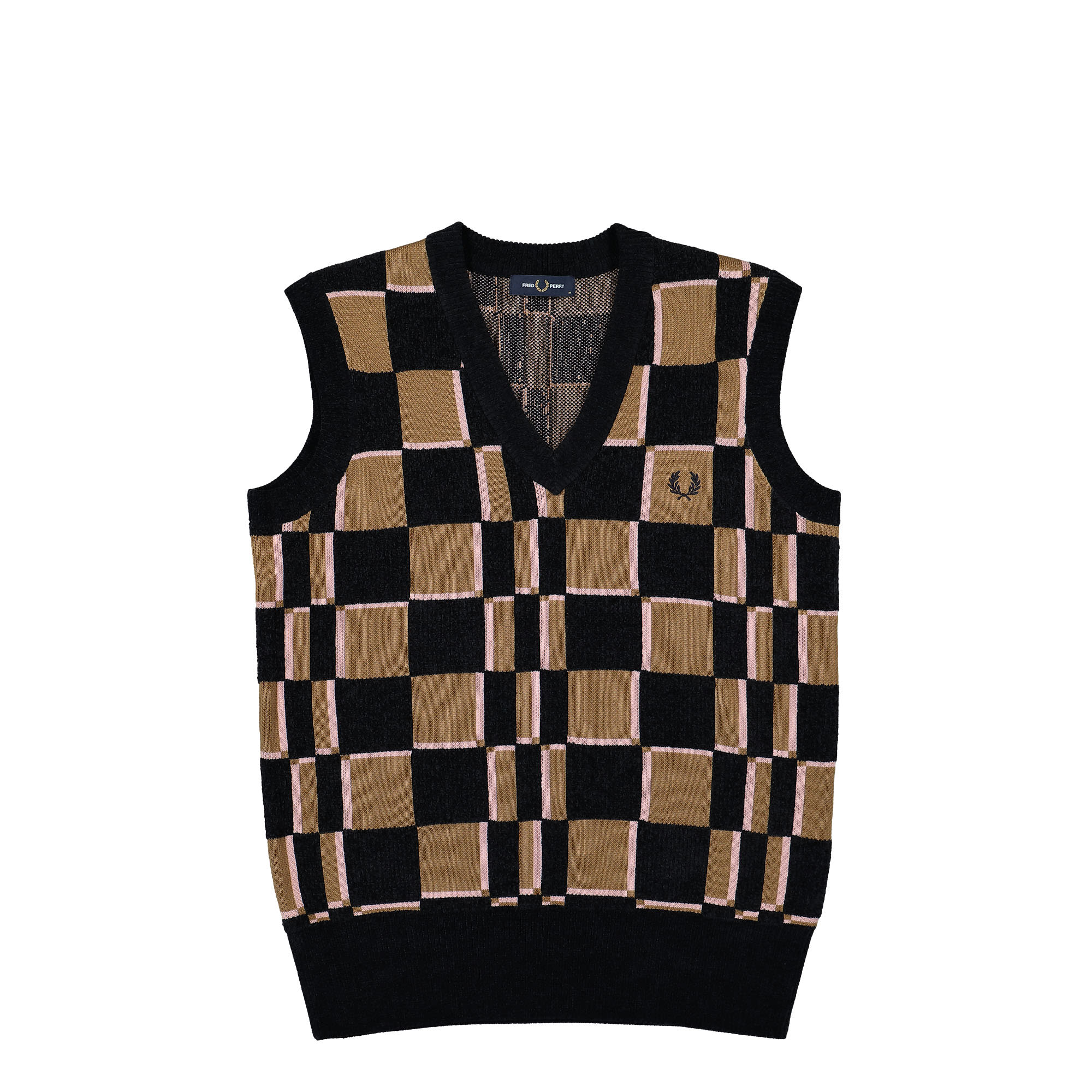 Fred Perry Glitch Chequerboard Tank Shadestone / Navy Tops K6513-R83 | Overkill