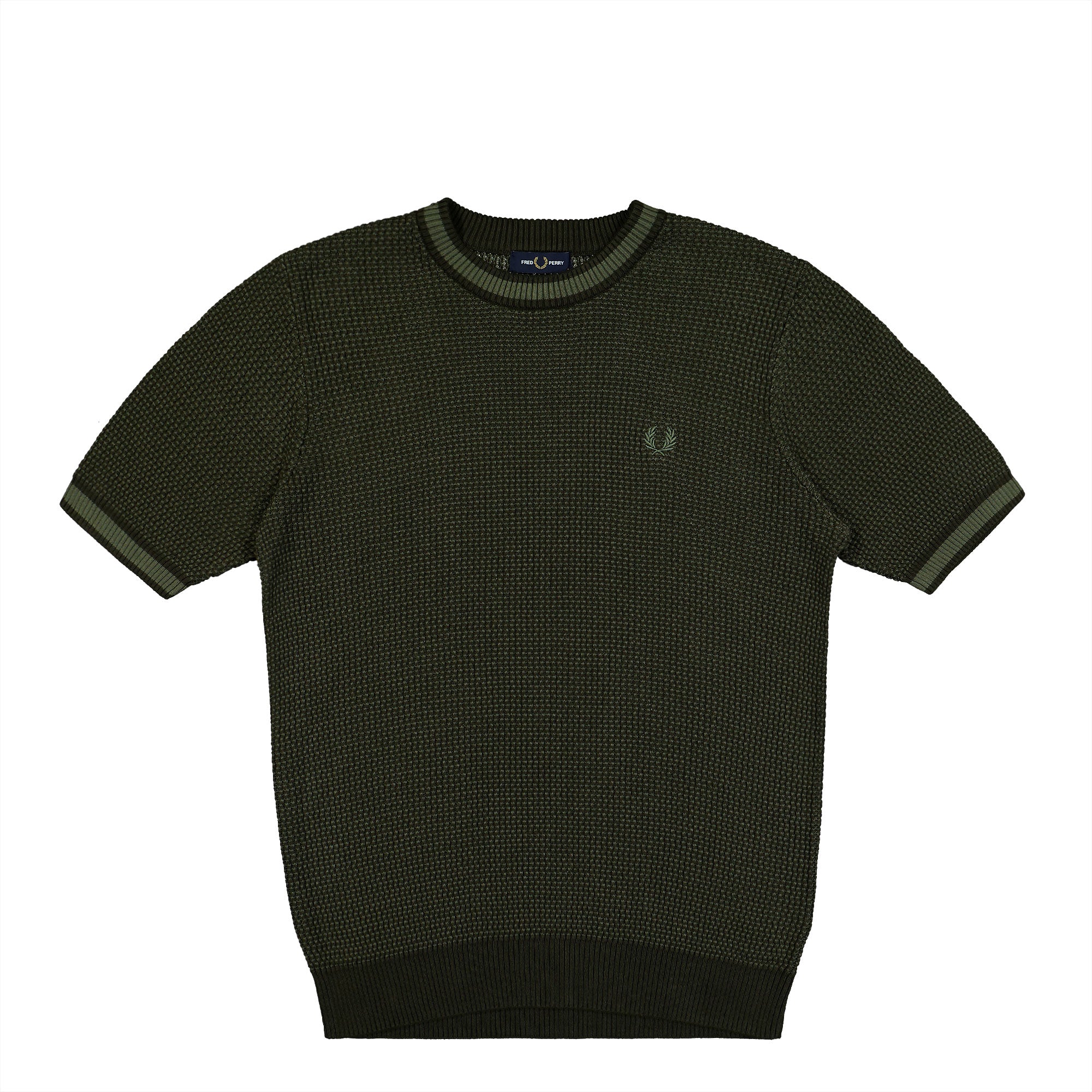 Fred Perry Textured Knitted T-Shirt Hunting Green T-Shirts K6538-408 | Overkill