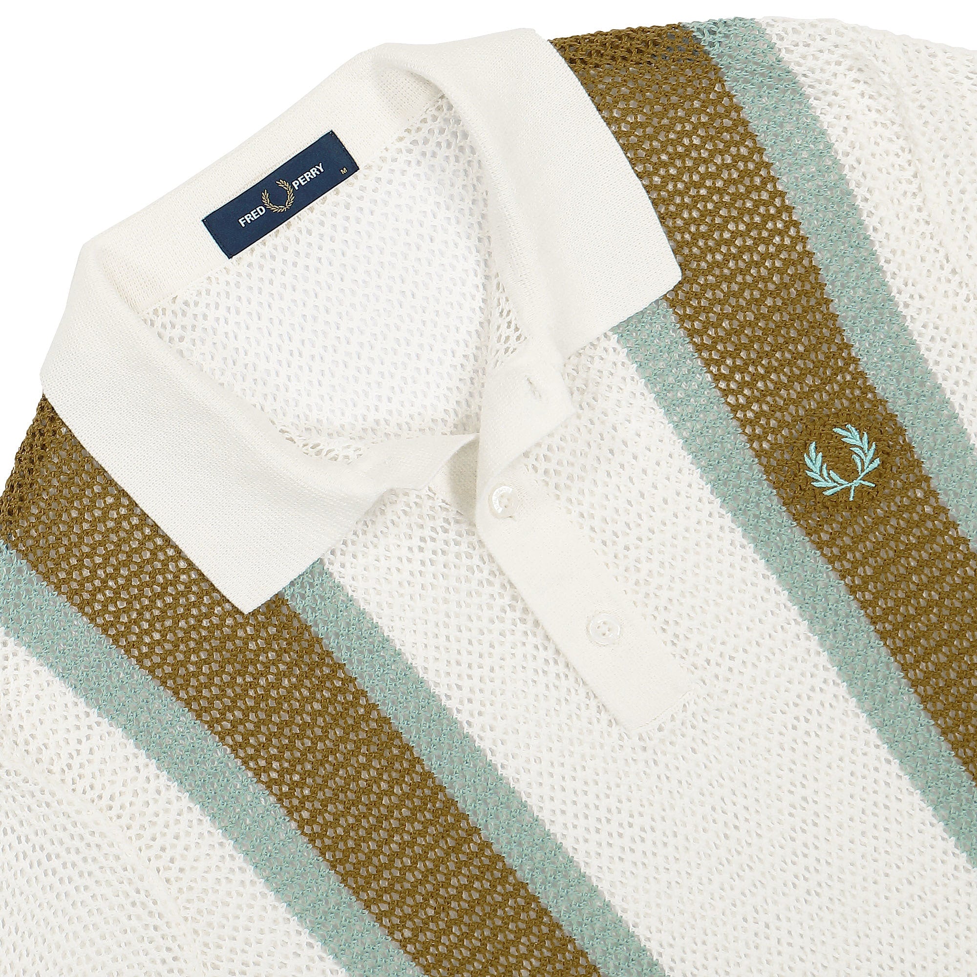 Fred Perry Open Knit Shirt Snow White Polo Shirts Close-up | Overkill