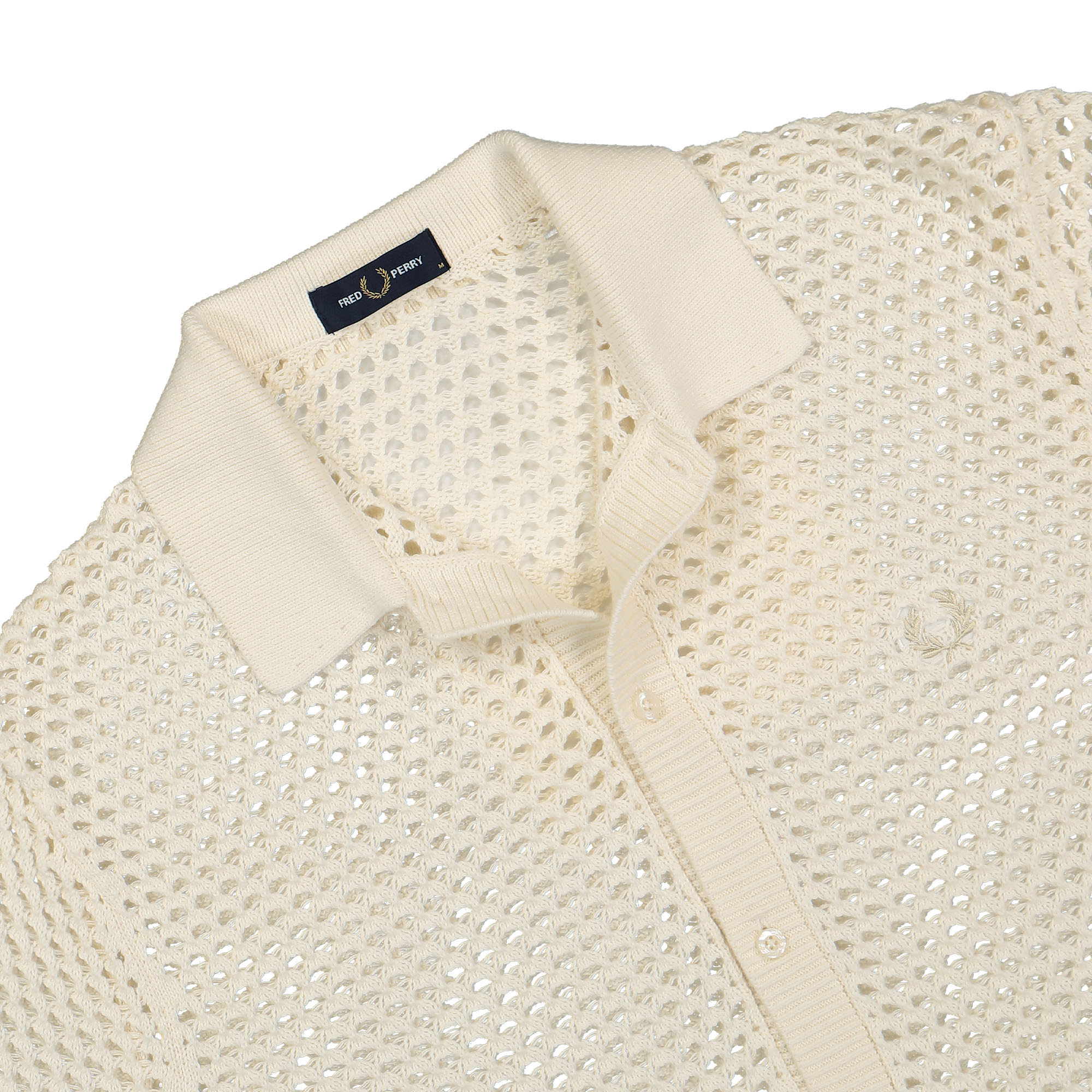 Fred Perry Lace Button Through Shirt Ecru Shirts Close-up | Overkill