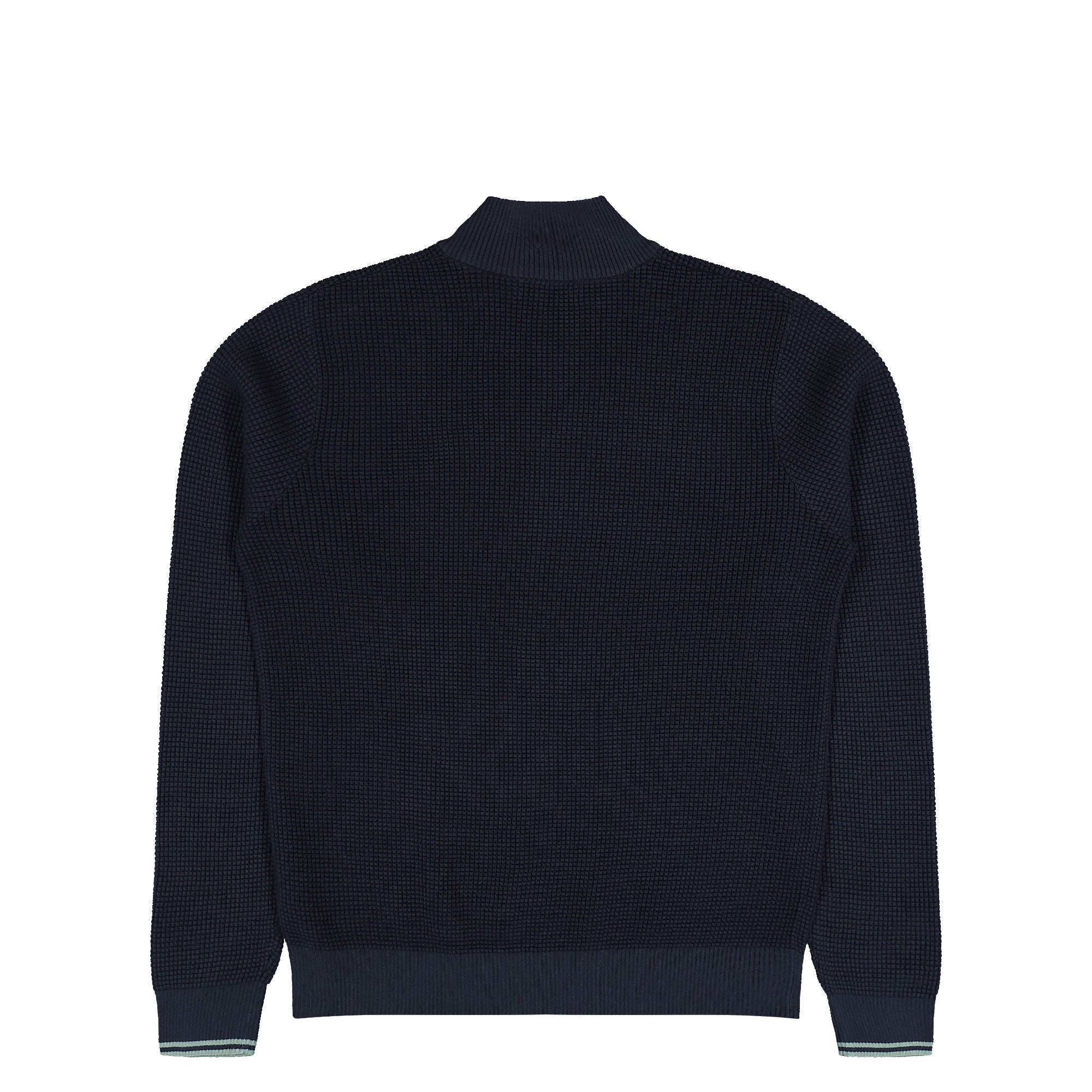 Fred Perry Waffle Stitch Half Zip Jumper Dark Airforce Sweatshirts K8557-738 Close-up | Overkill