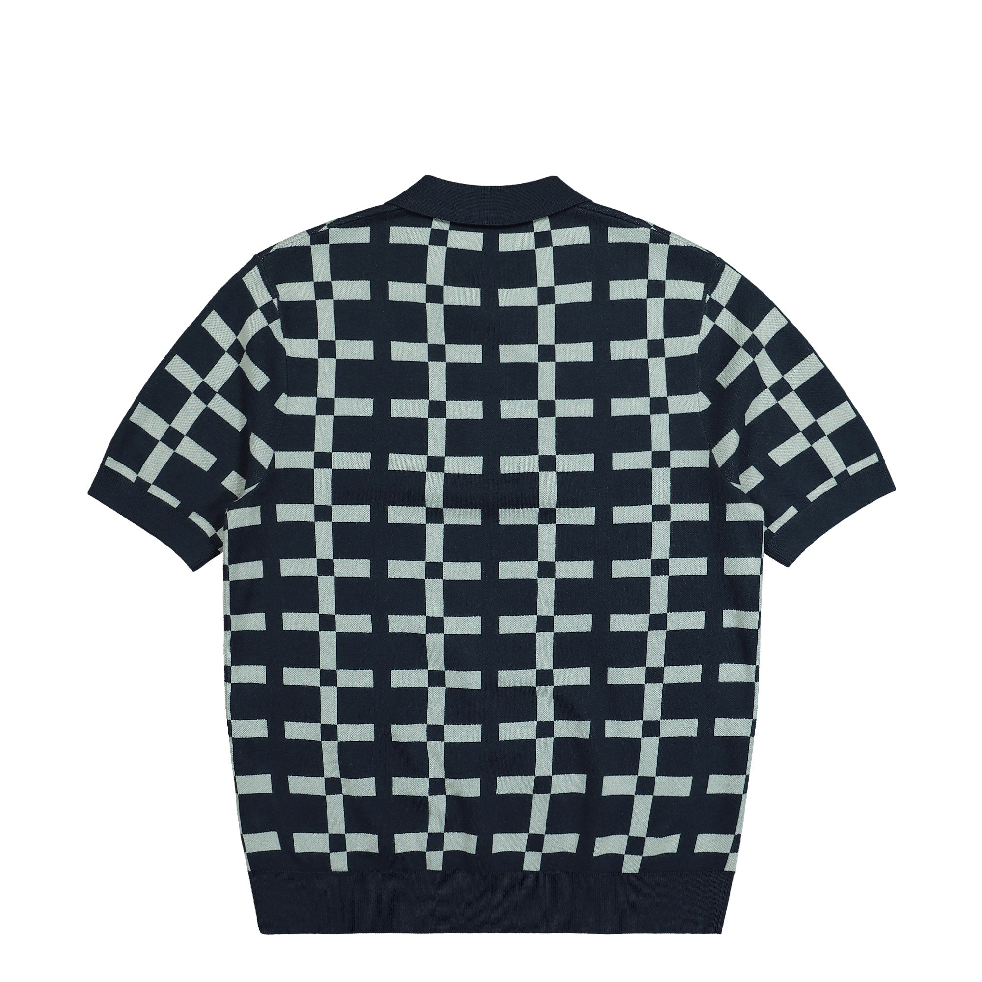 Fred Perry Geometric Jacquard Knit Shirt Tennis Blue Polo Shirts Material | Overkill