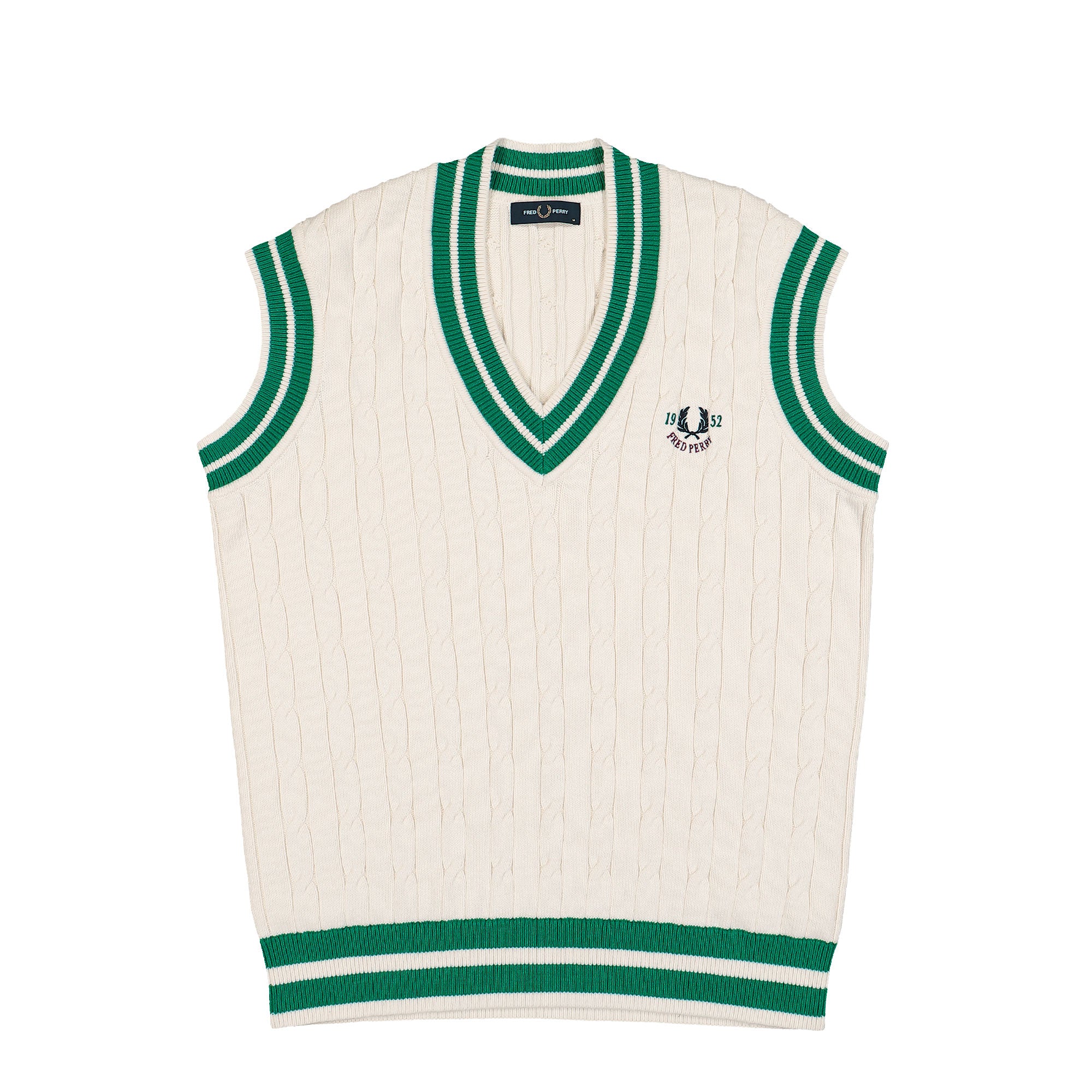 Fred Perry Cable Knit Tennis Tank Ecru Sweater Vests K9721 560 | Overkill