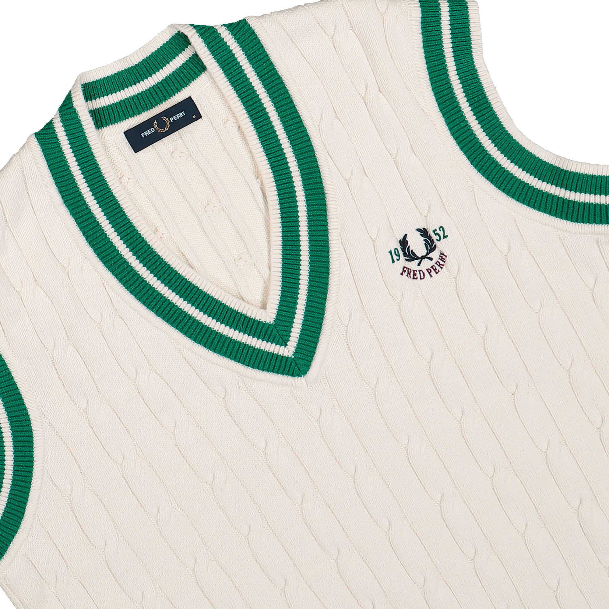 Fred Perry Cable Knit Tennis Tank Ecru Sweater Vests Detail view 2 | Overkill