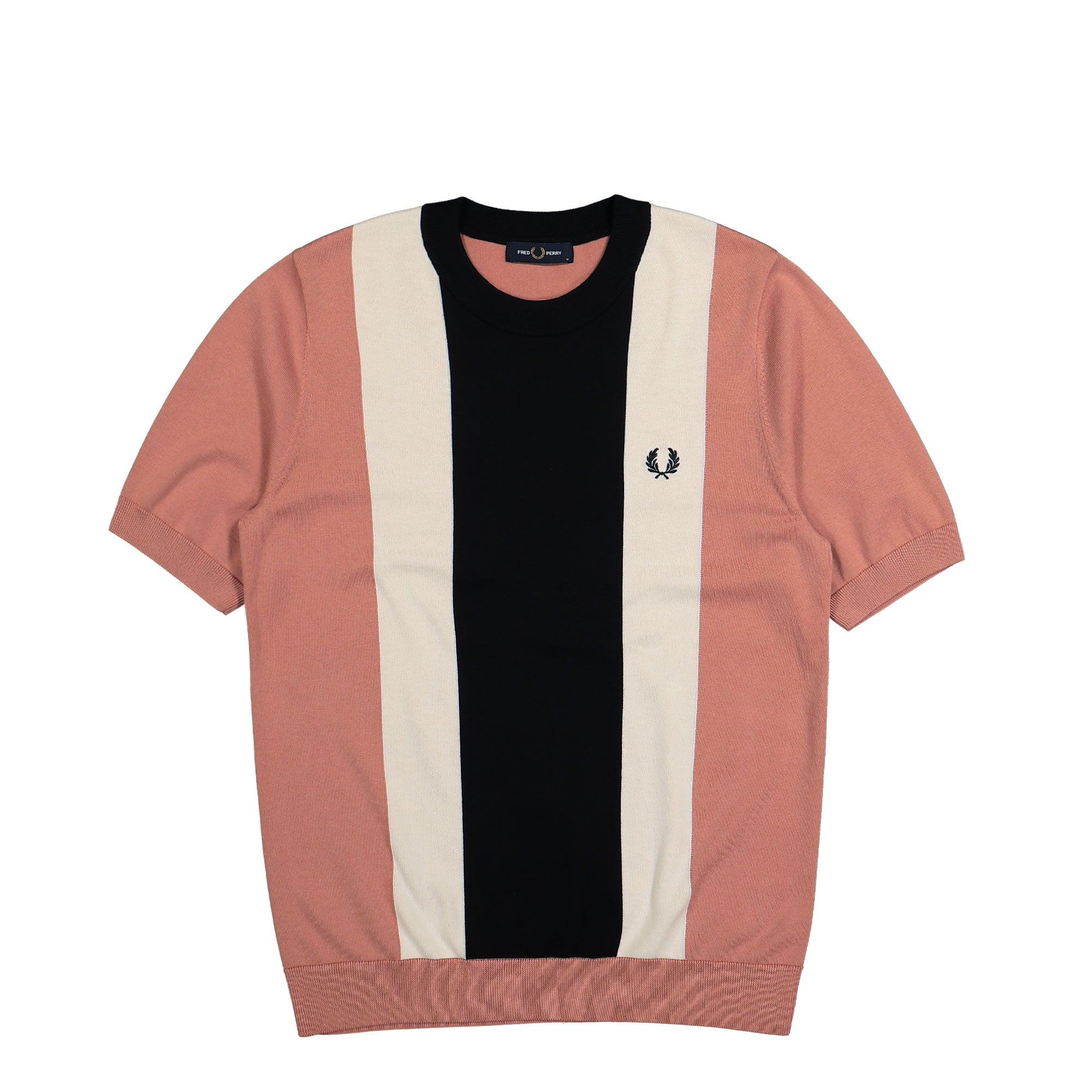 Fred Perry Vertical Stripe Knitted T-Shirt Putty Pink T-Shirts K9746-X90 | Overkill