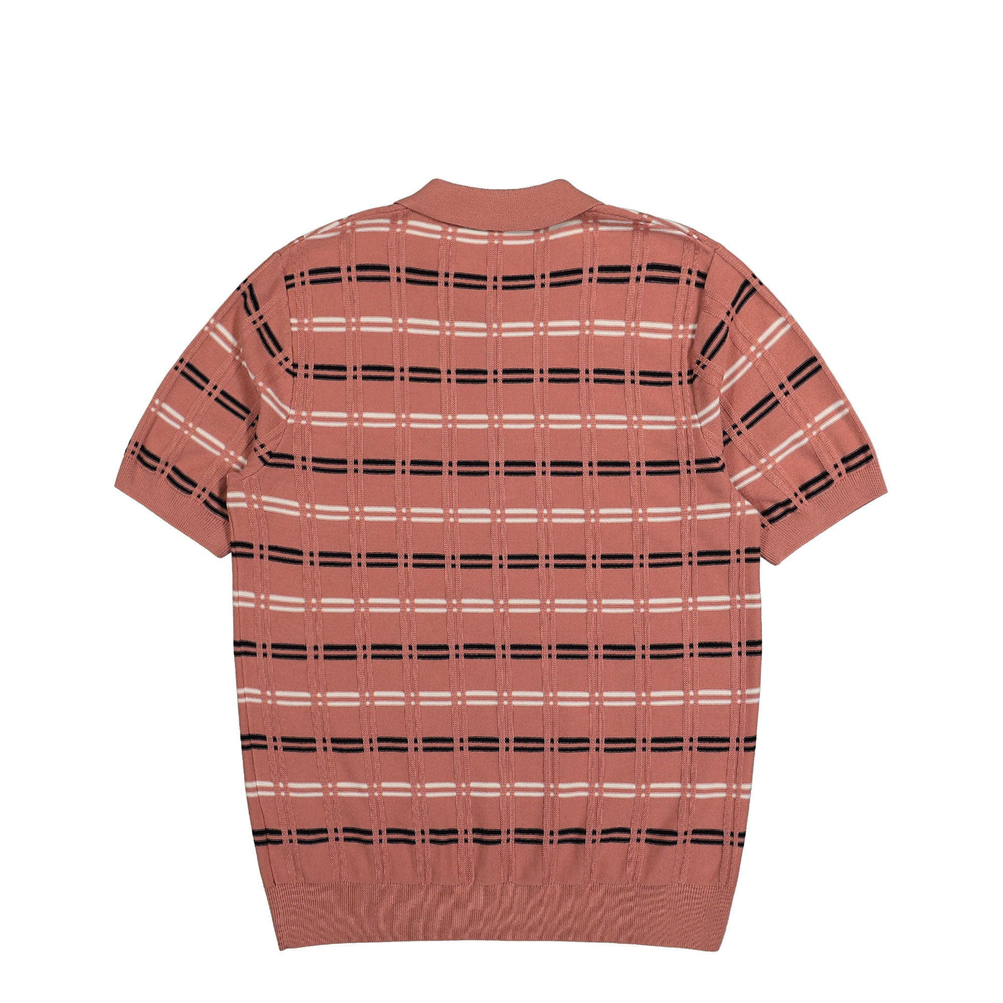 Fred Perry Striped Rib Knitted Shirt Putty Pink Polo Shirts Material | Overkill