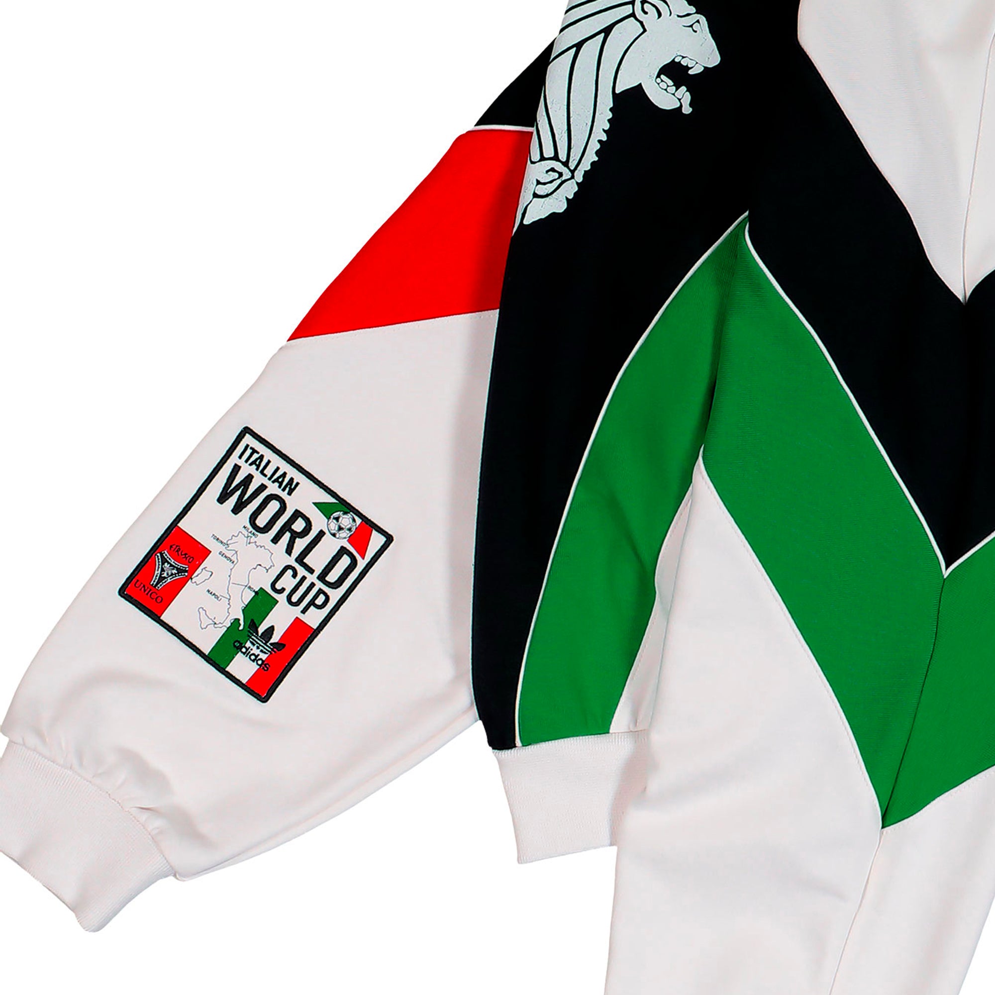 adidas Italia Crew Cloud White / Black / Vivid Red / Semi Court Green Sweatshirt KD7768 Detail View 1 | Overkill