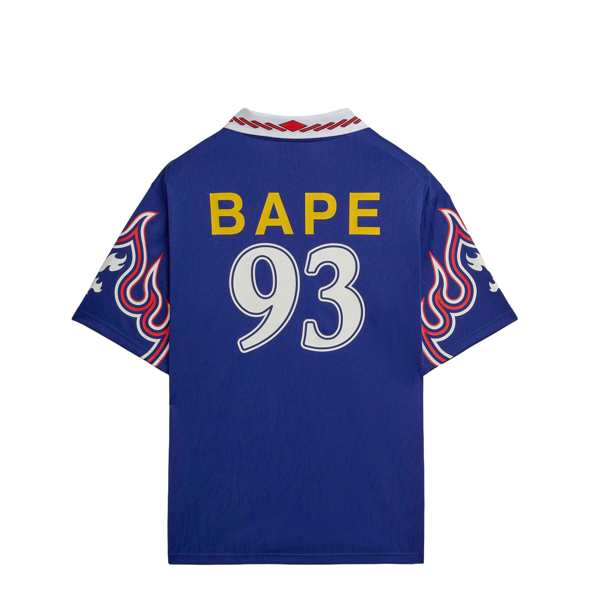 BAPE x adidas SSL Flame Jersey Japan Blue T-Shirts KF4914 Close-up | Overkill