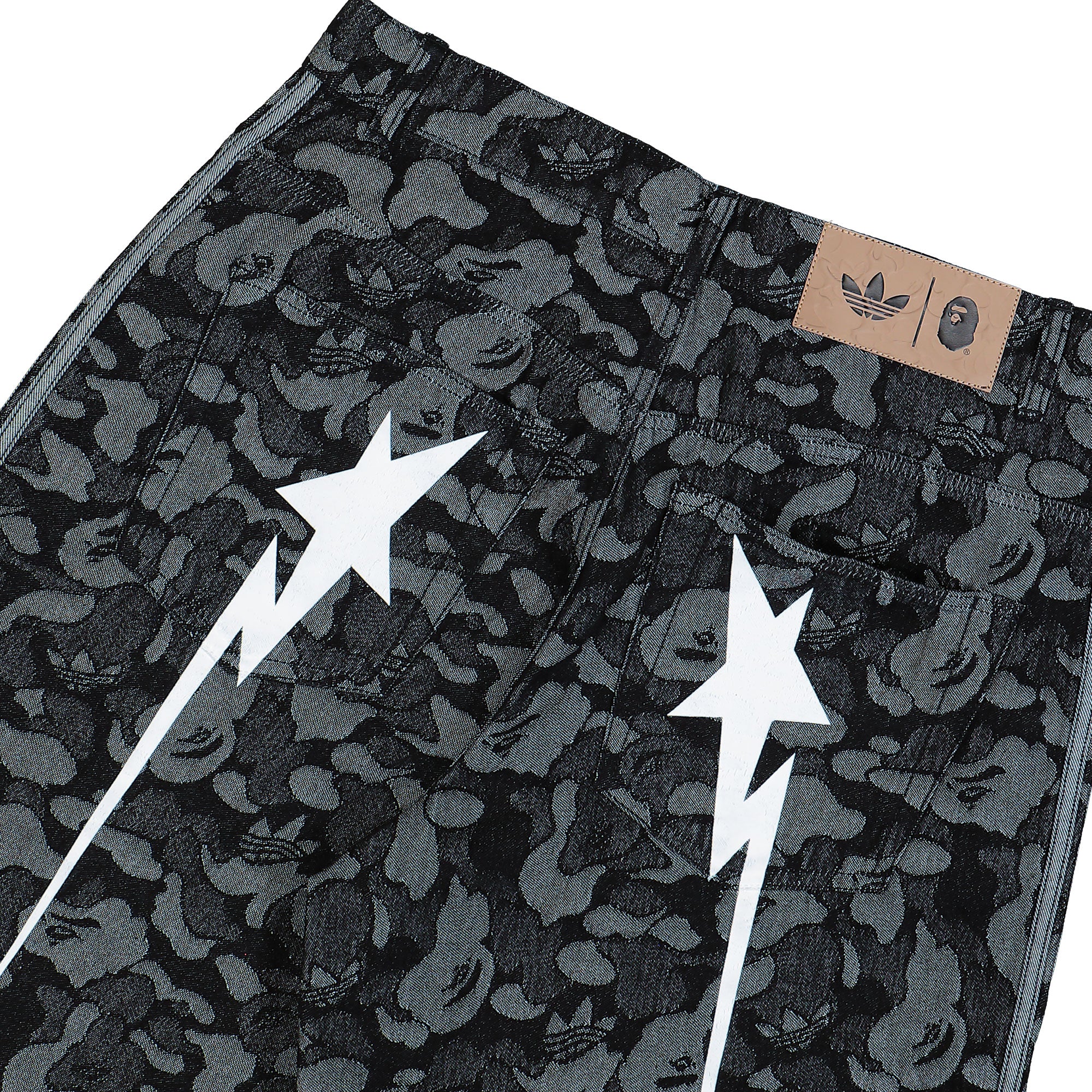 BAPE x adidas Shark Denim Jorts Black Shorts KF4917 Detail View 2 | Overkill